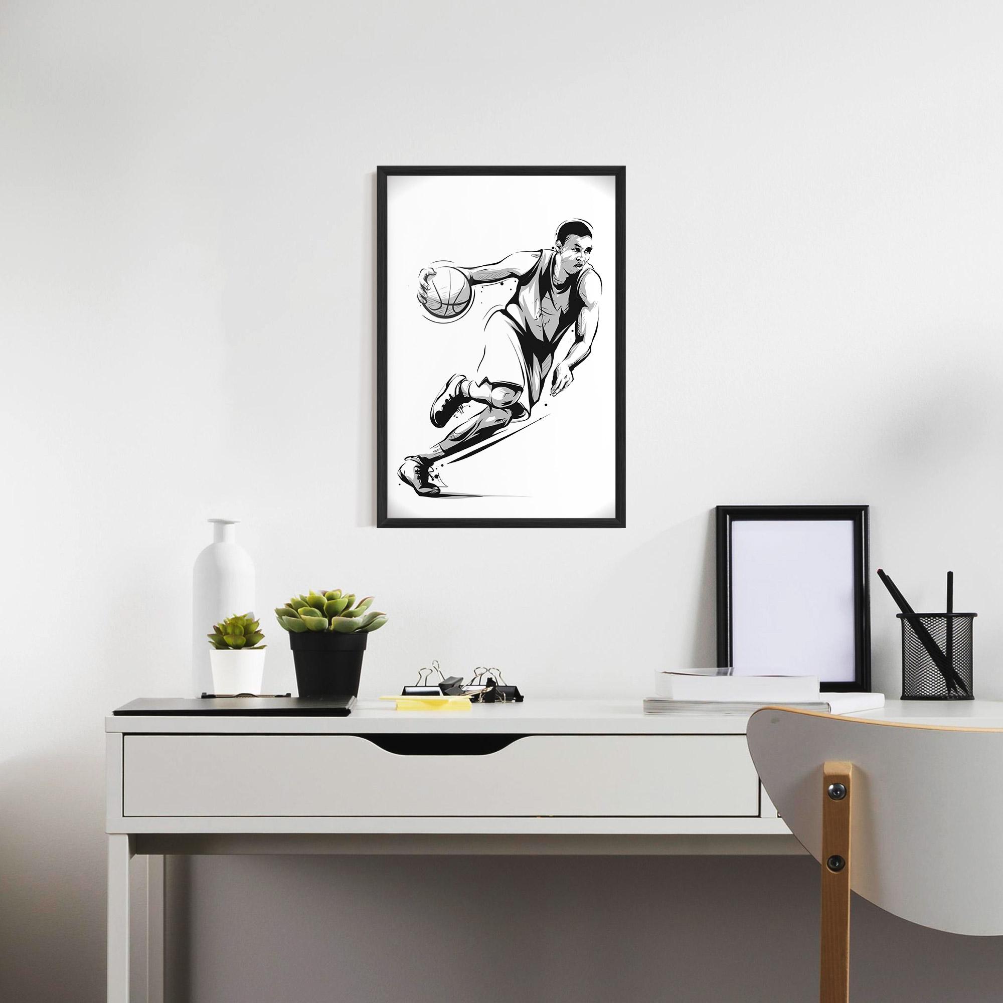 Poster Înrămat Basketball Player Line mockup 7