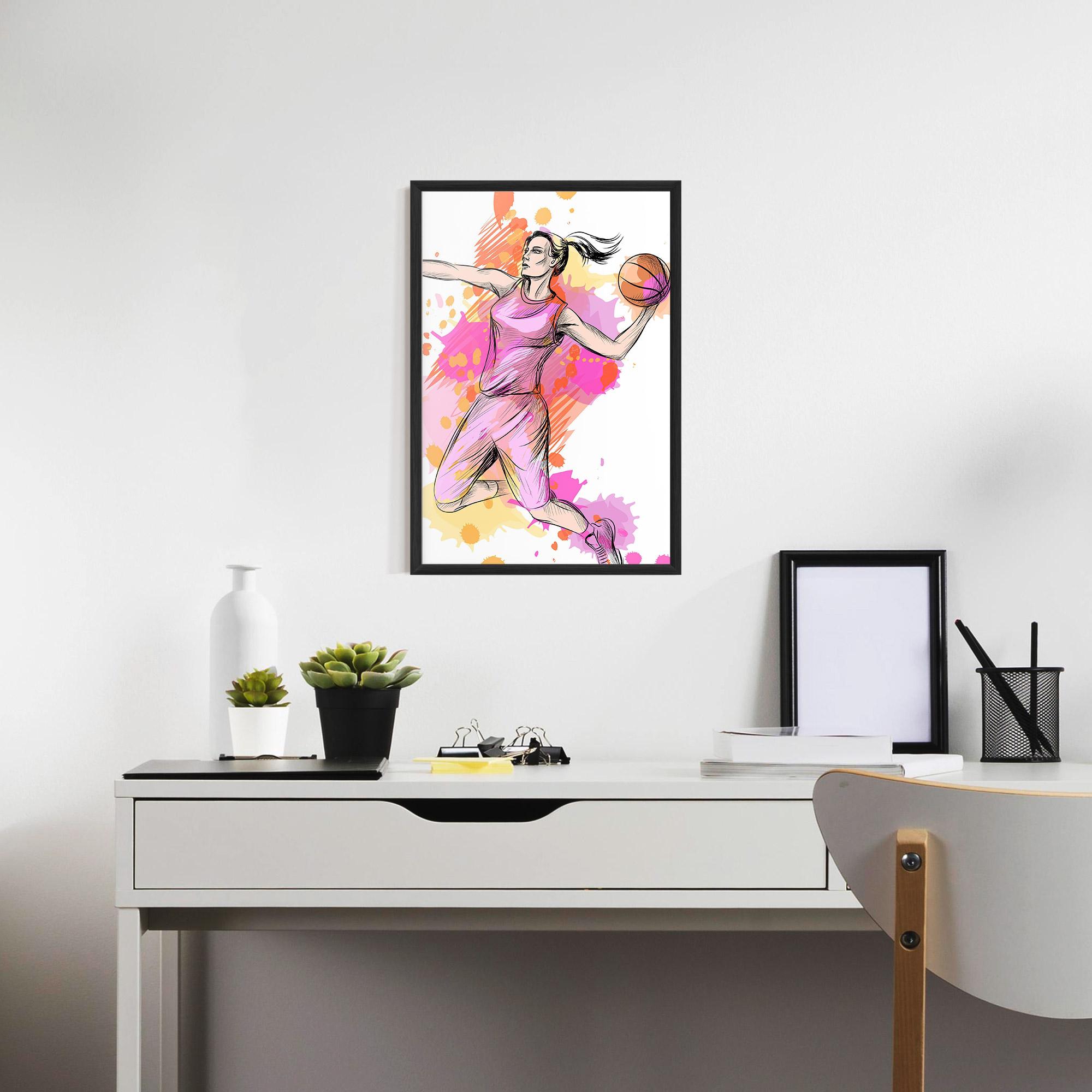 Poster Înrămat Pink Basket Player mockup 7