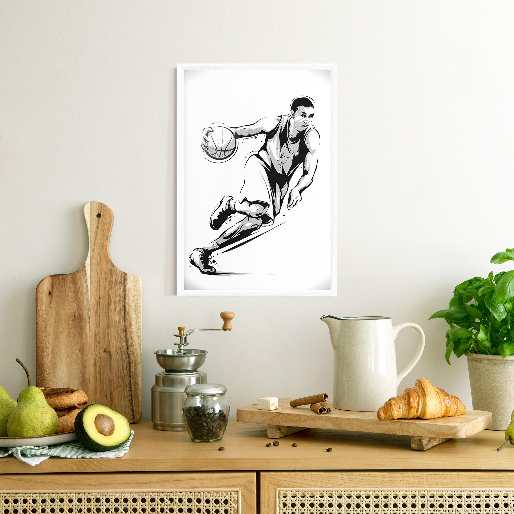 Poster Înrămat Basketball Player Line mockup 8