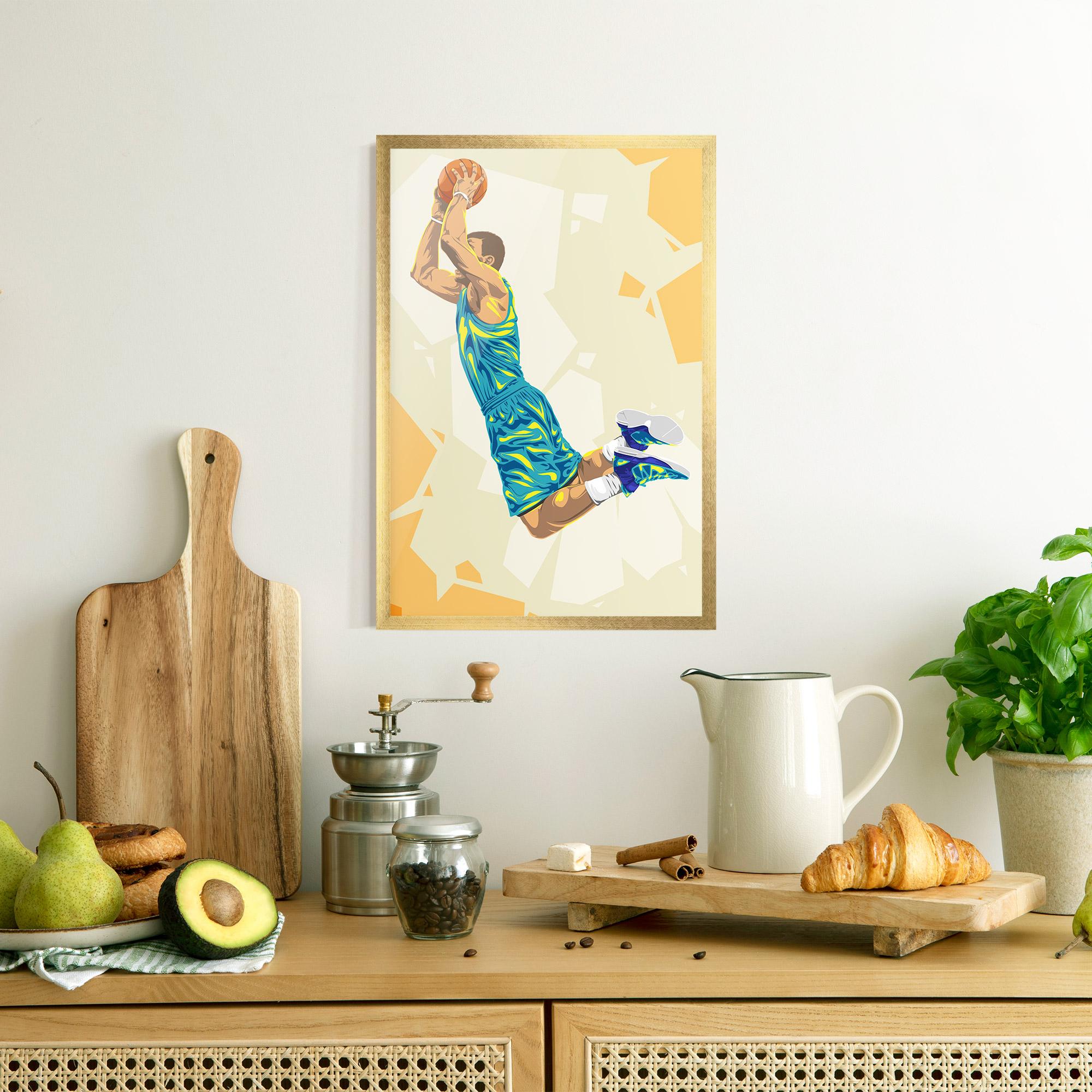 Poster Înrămat Basketball Dunk Pose mockup 8