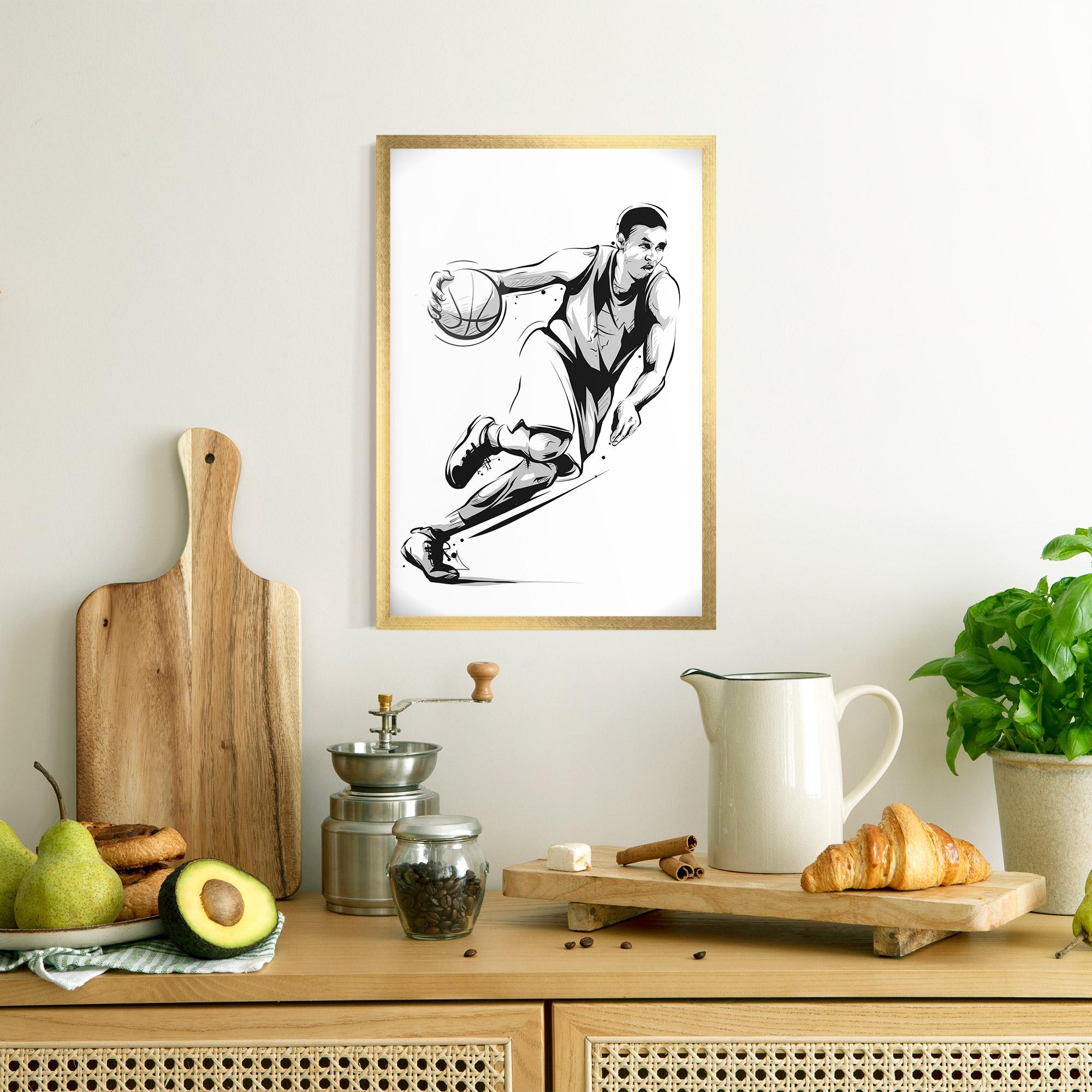 Poster Înrămat Basketball Player Line mockup 8
