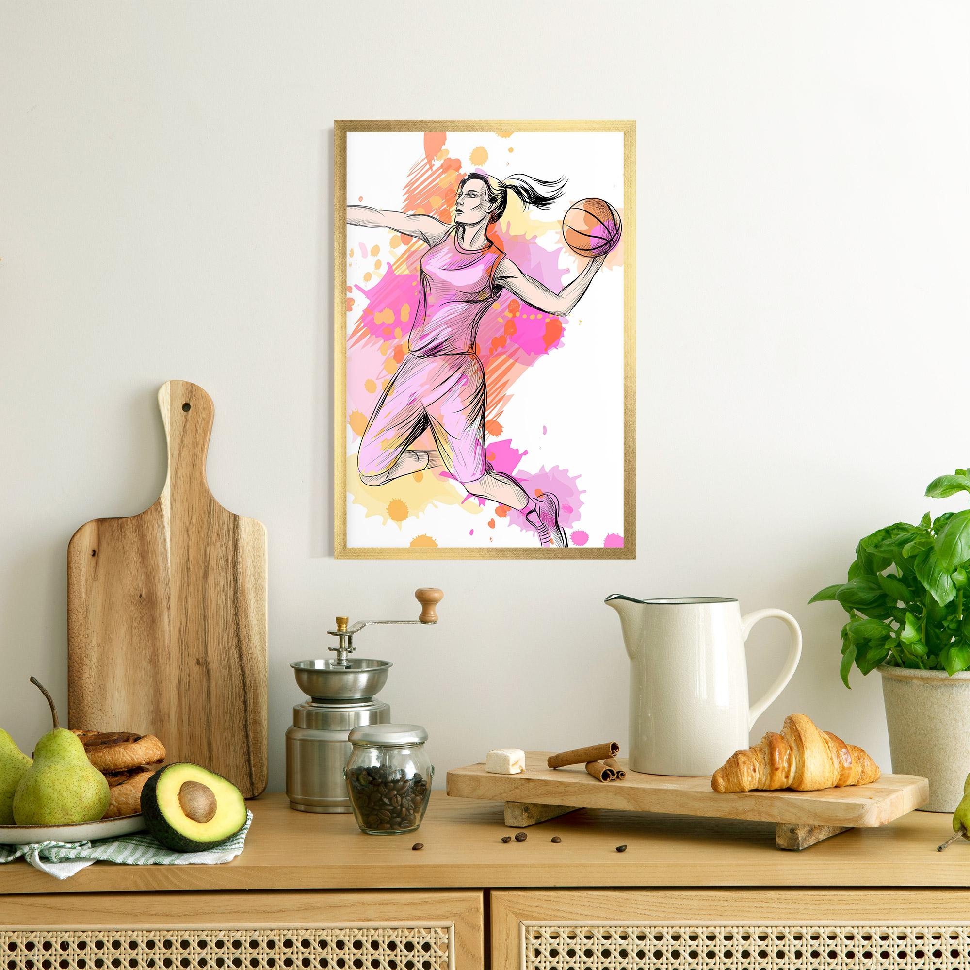 Poster Înrămat Pink Basket Player mockup 8