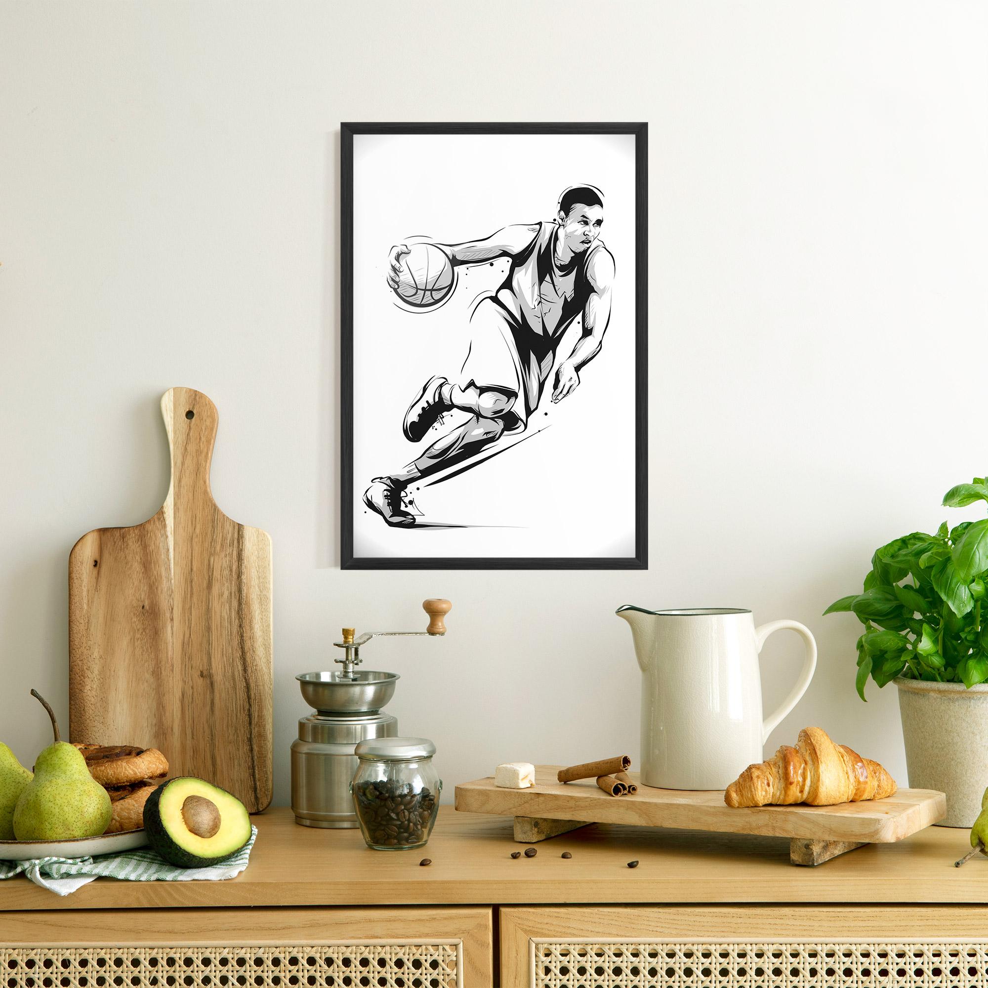 Poster Înrămat Basketball Player Line mockup 8