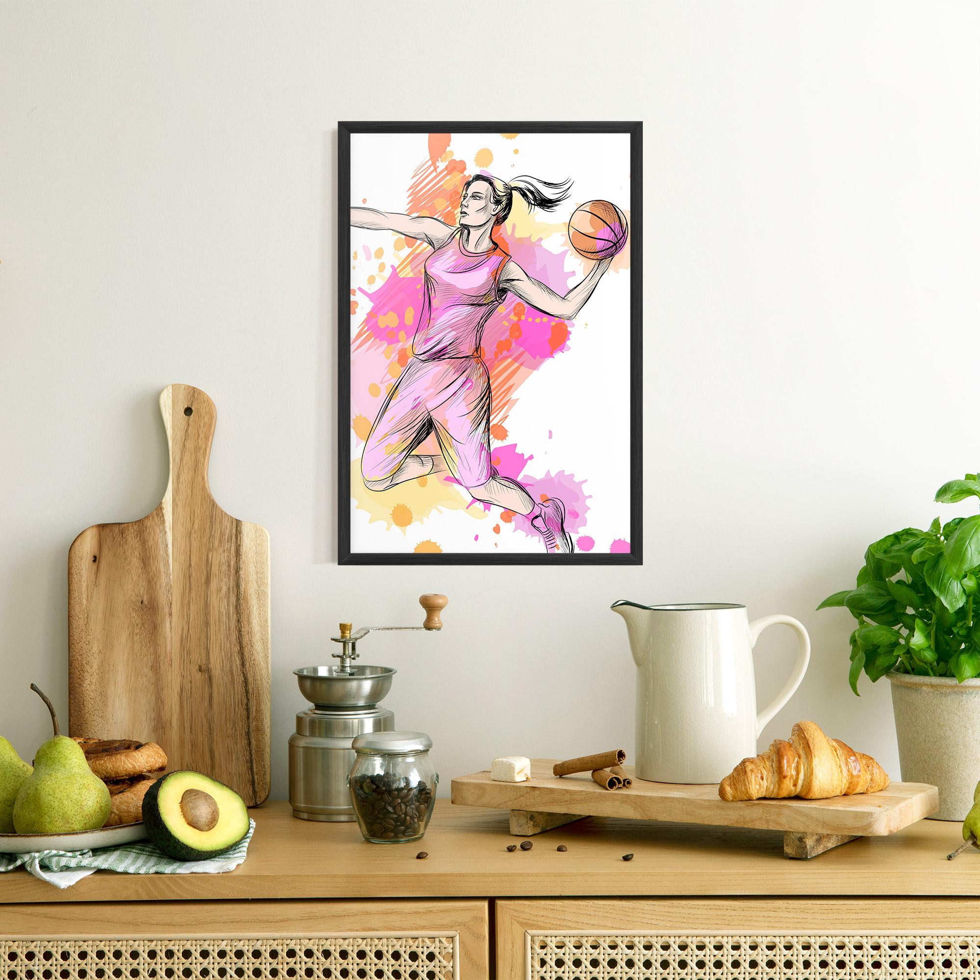 Poster Înrămat Pink Basket Player mockup 8