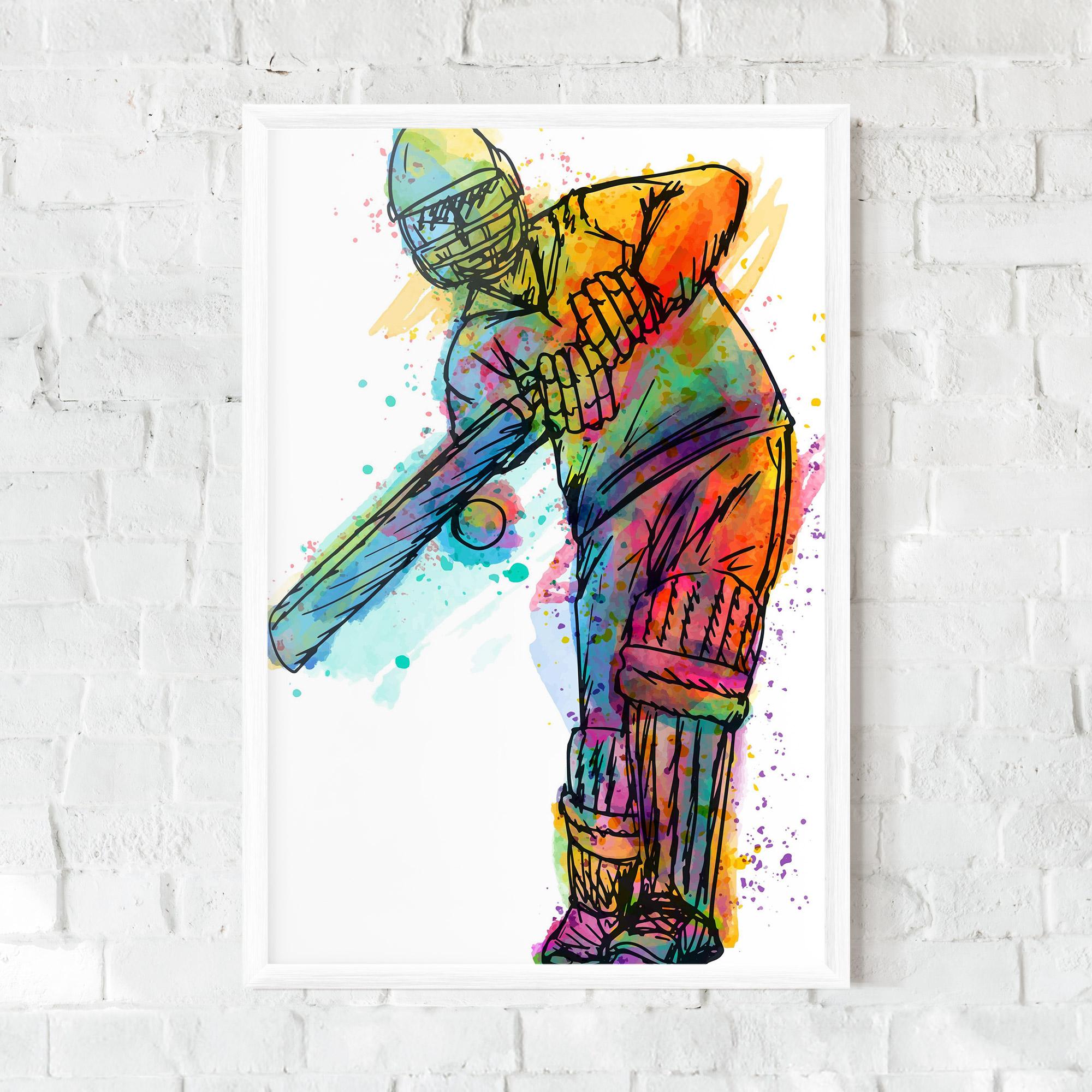 Poster Înrămat Colorful Baseball Player mockup 0