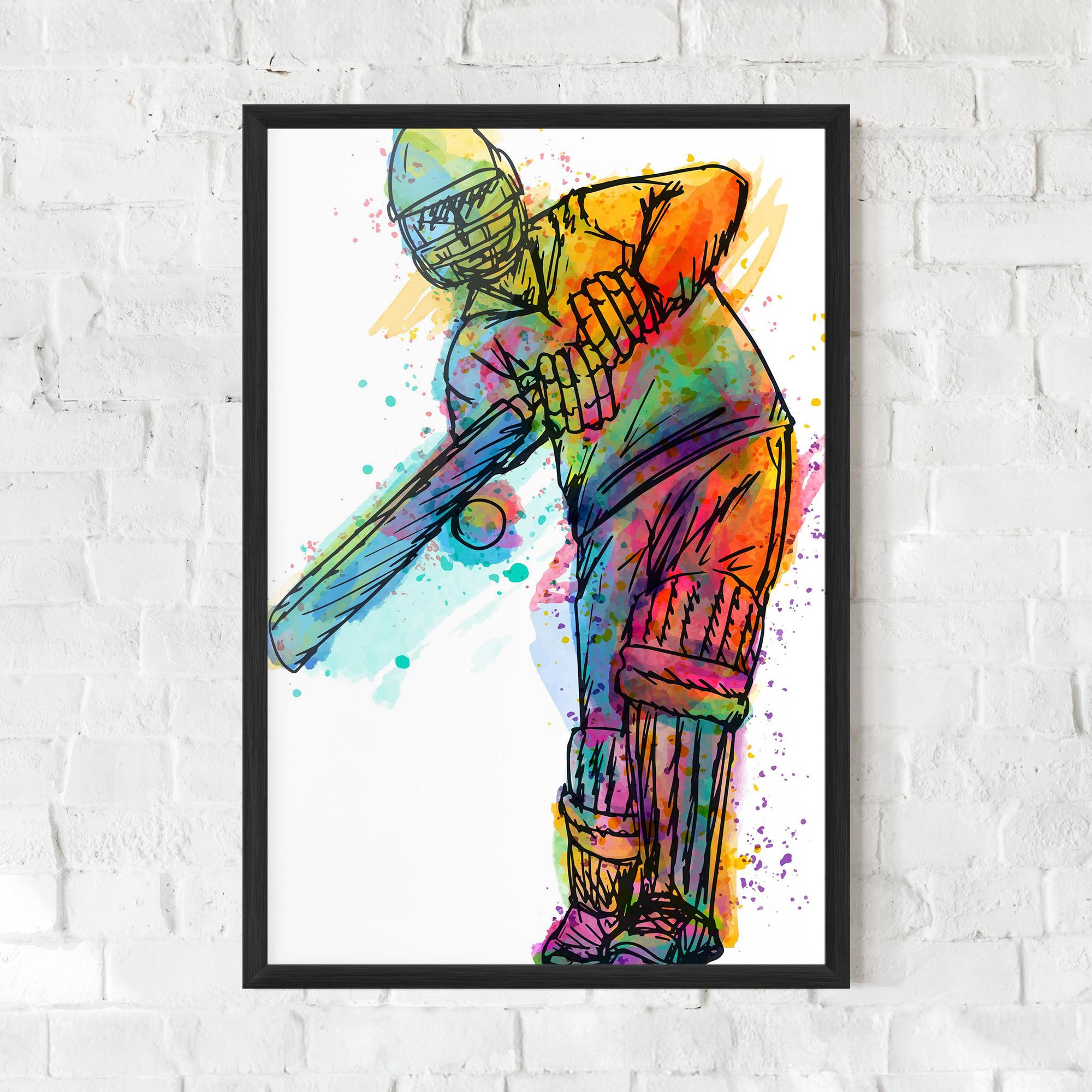 Poster Înrămat Colorful Baseball Player mockup 0