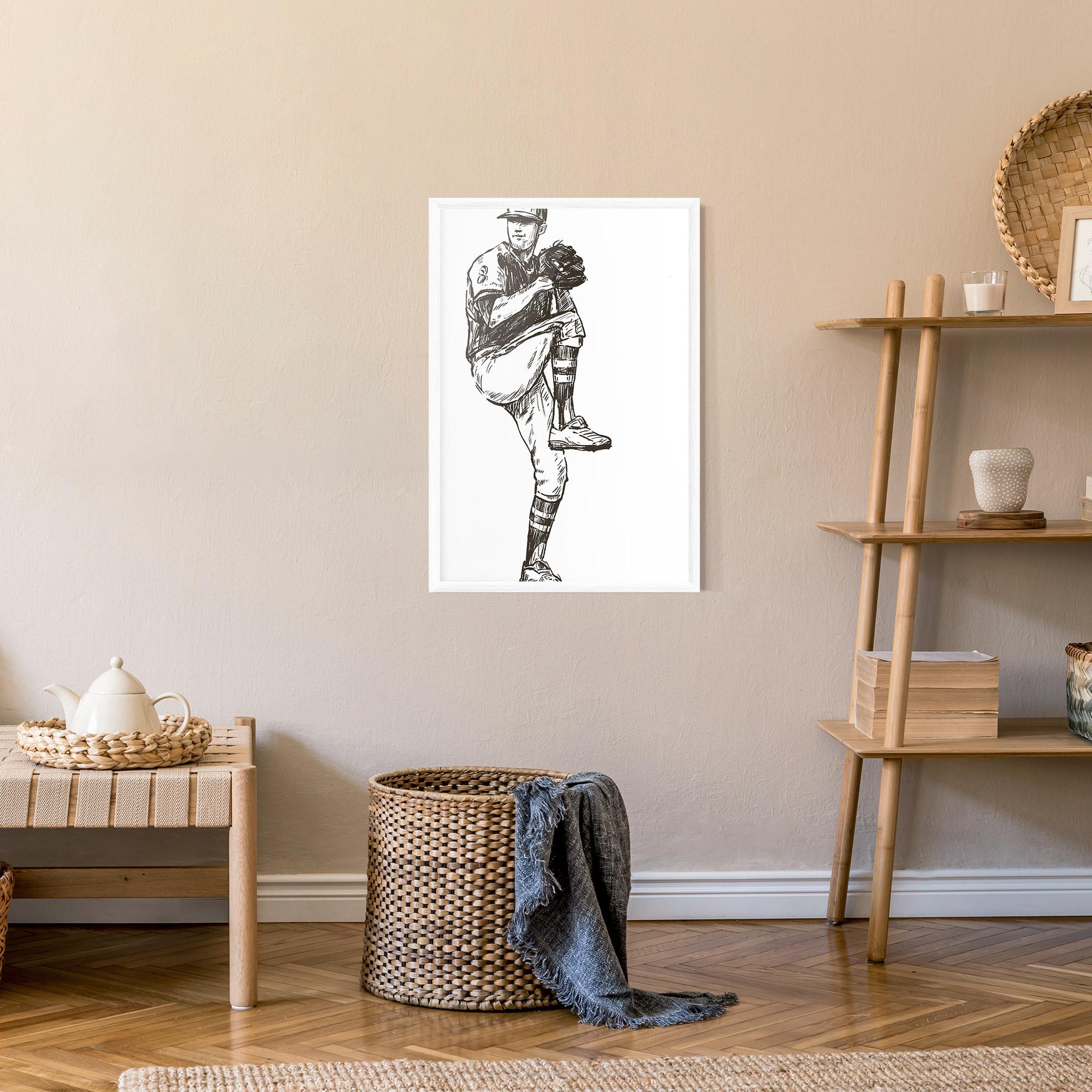 Poster Înrămat Baseball Player Line mockup 9