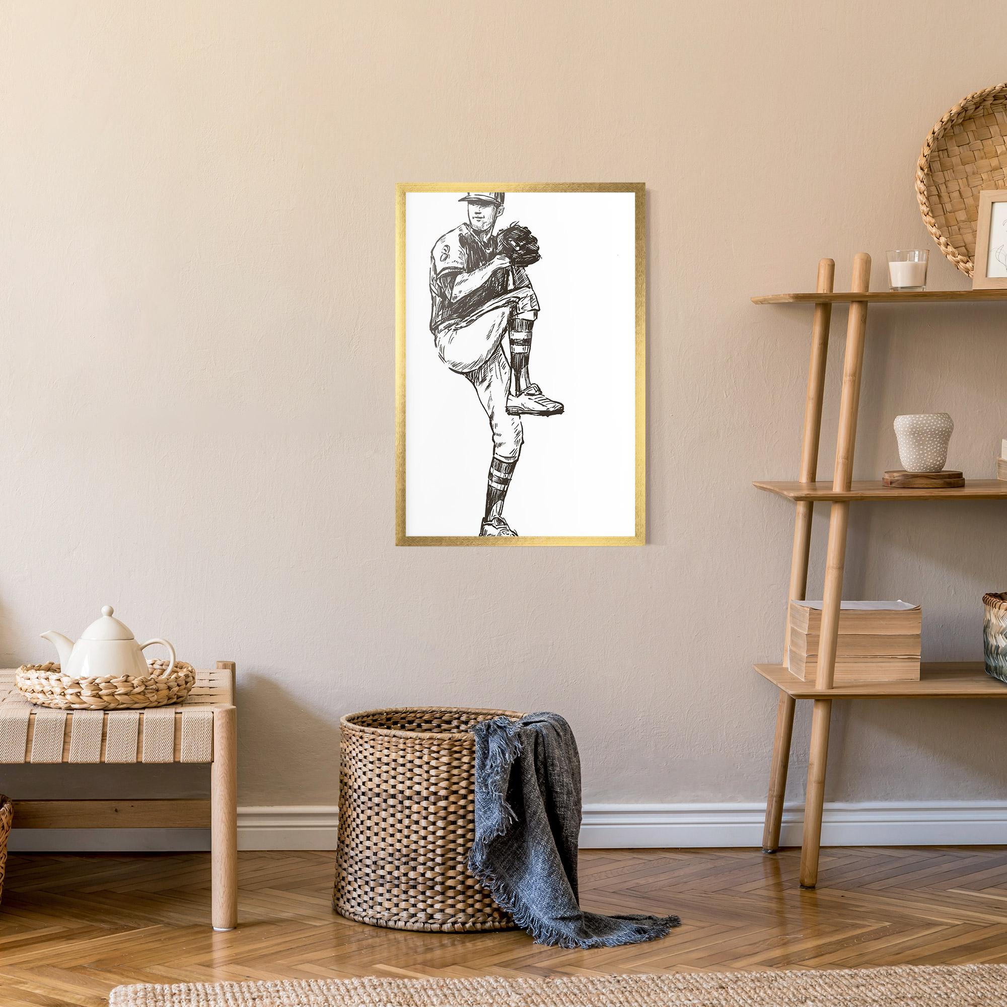 Poster Înrămat Baseball Player Line mockup 9