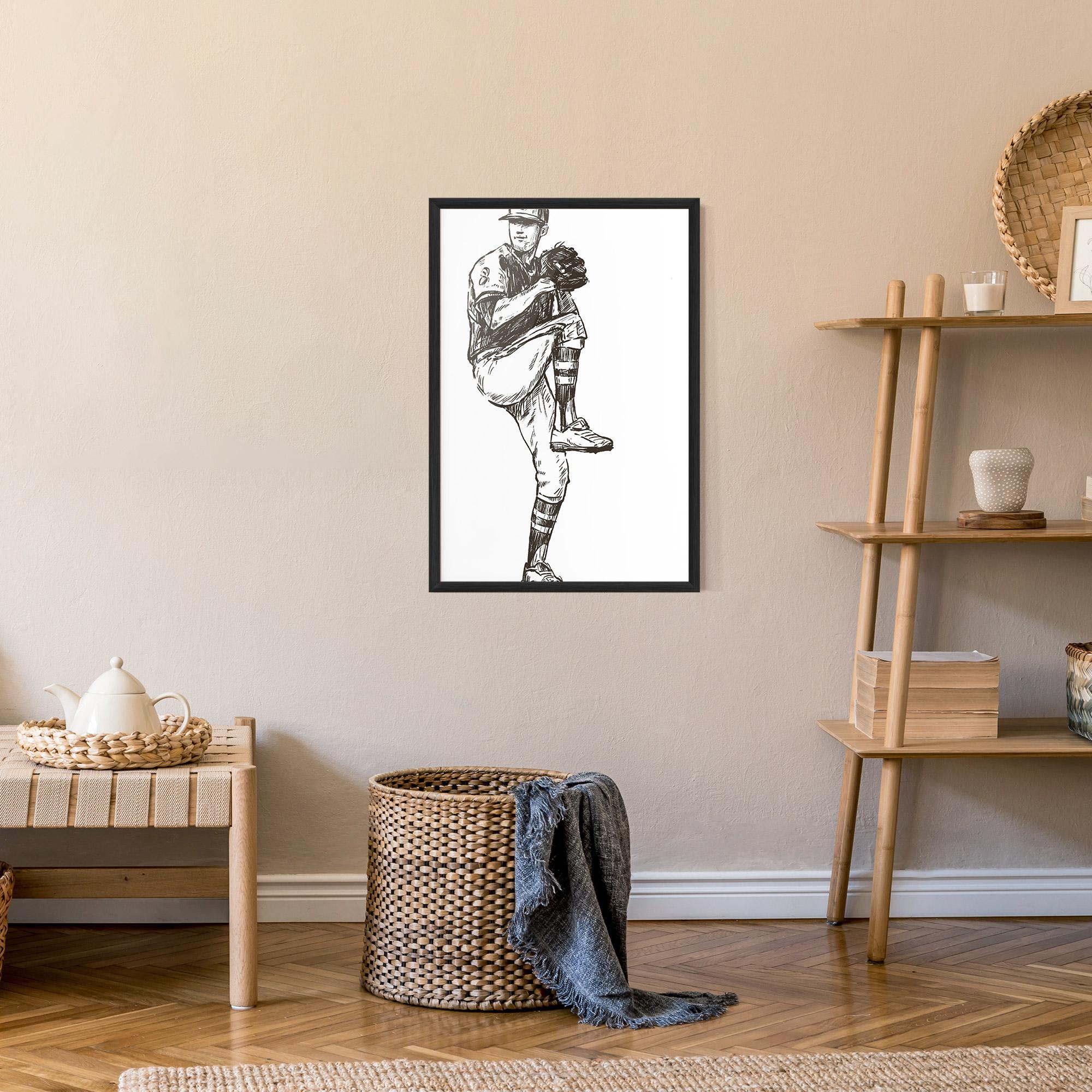 Poster Înrămat Baseball Player Line mockup 9