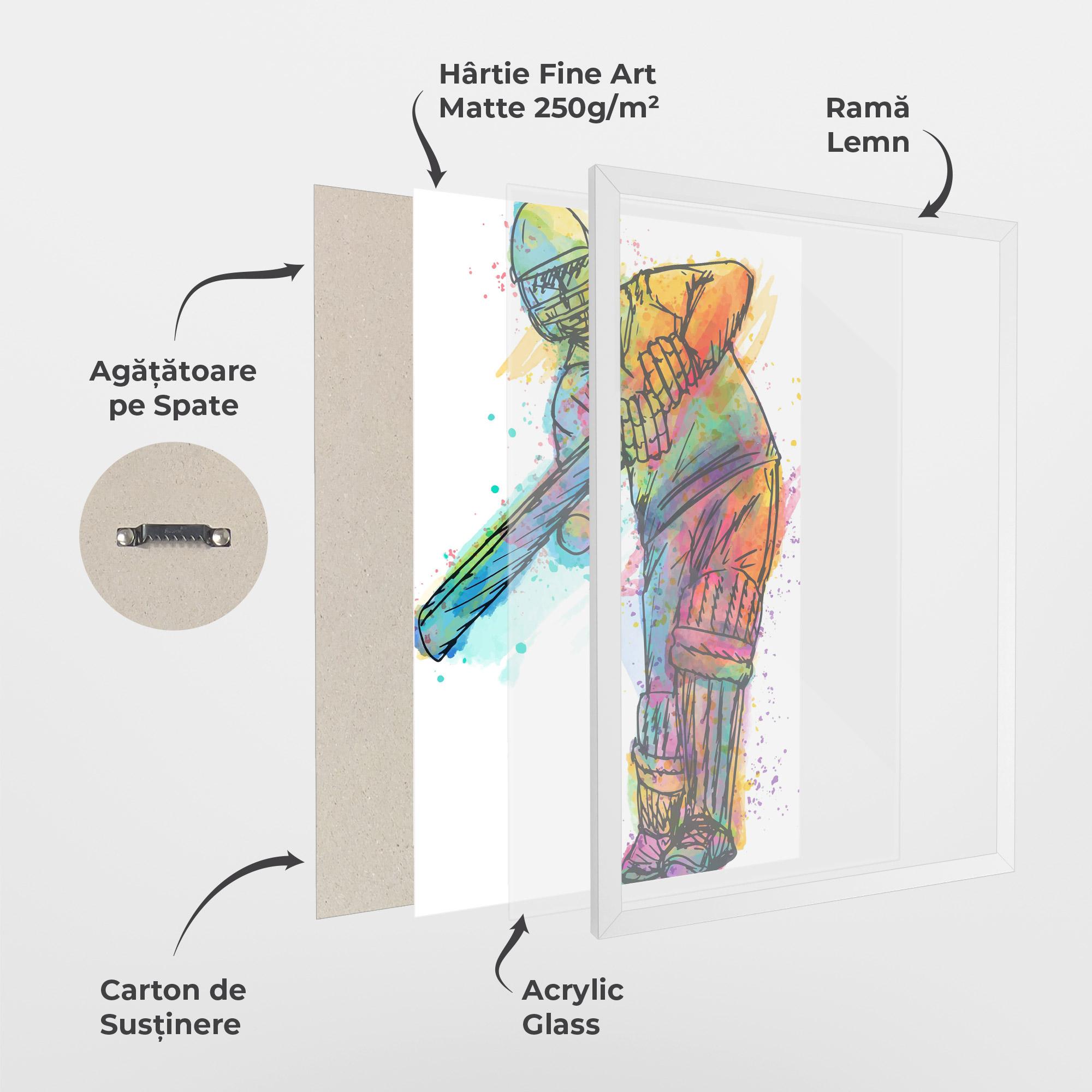 Poster Înrămat Colorful Baseball Player mockup 1