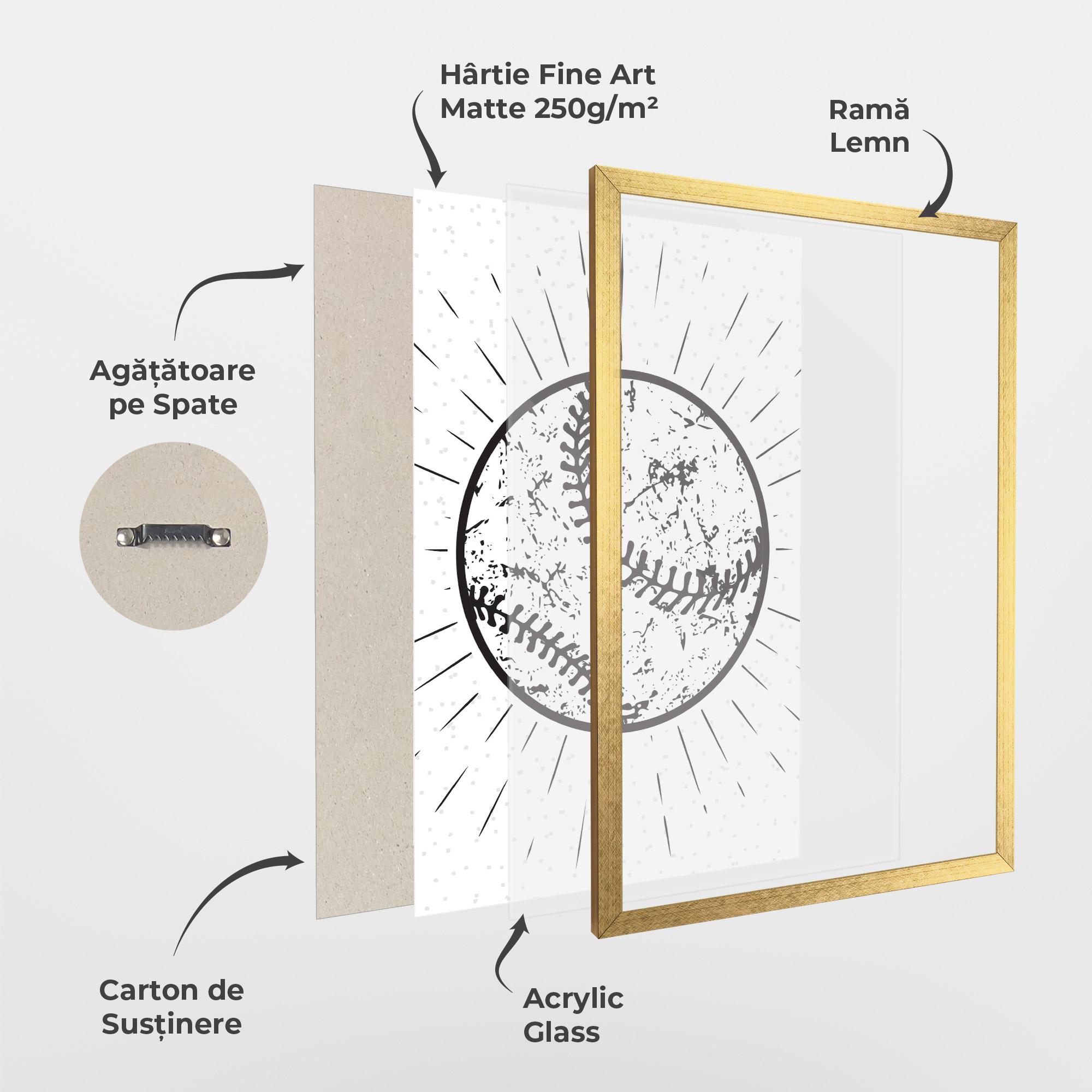 Poster Înrămat Baseball Ball Line mockup 1