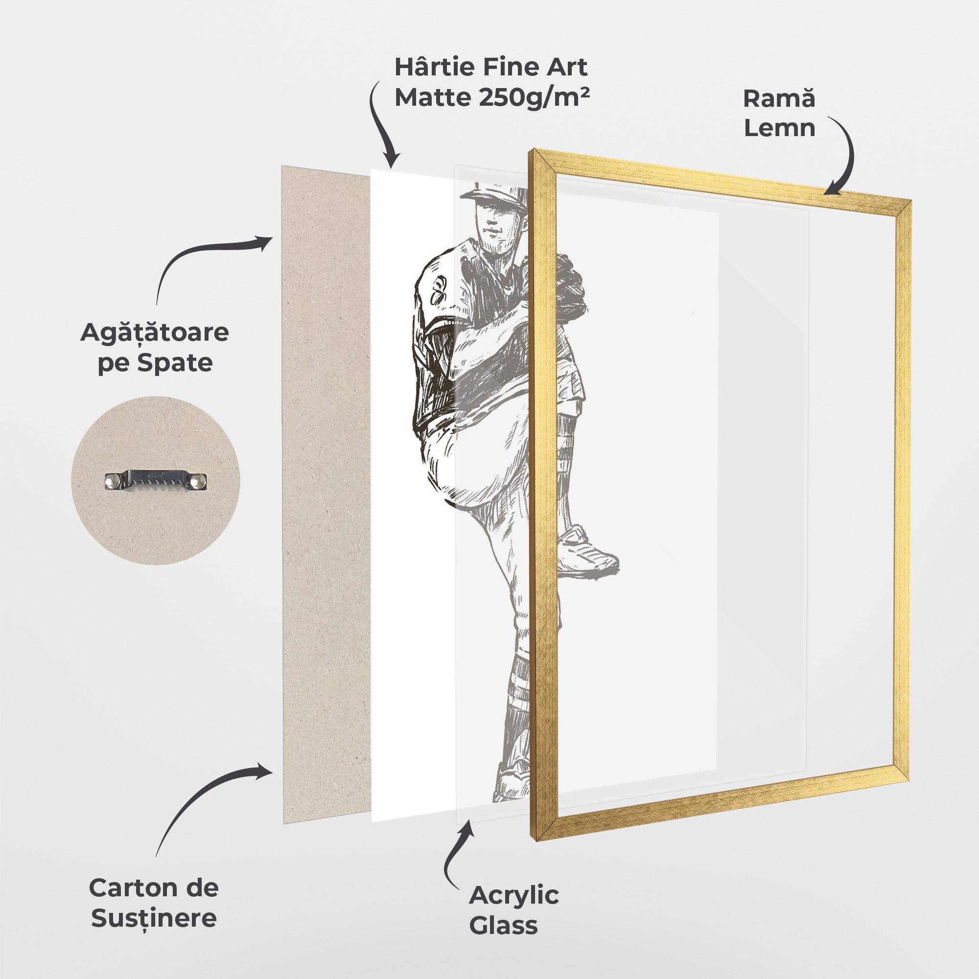 Poster Înrămat Baseball Player Line mockup 1