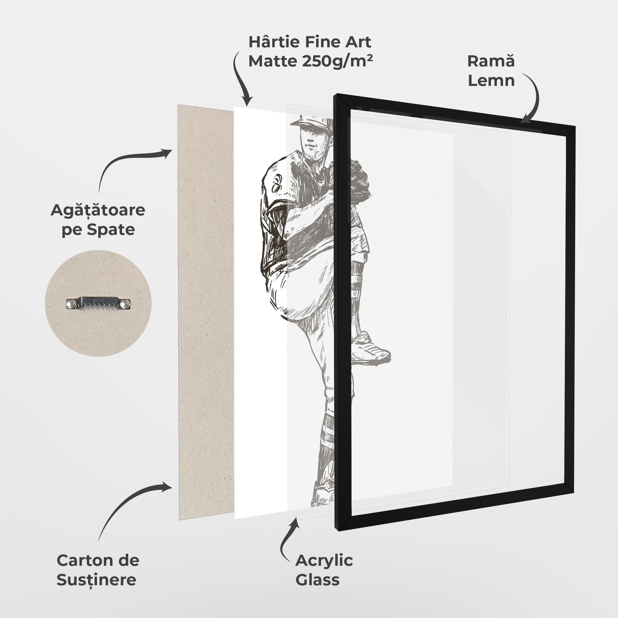 Poster Înrămat Baseball Player Line mockup 1