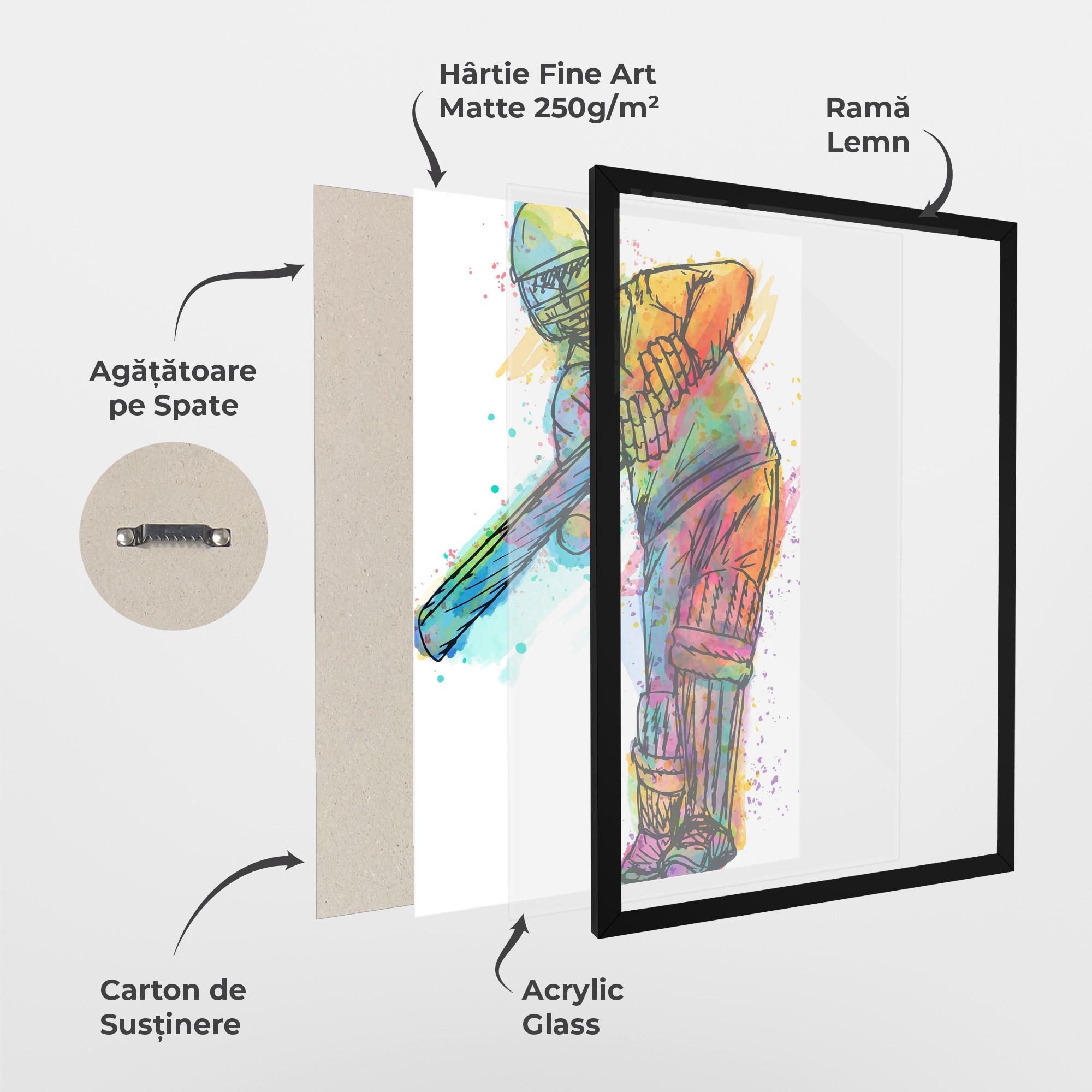 Poster Înrămat Colorful Baseball Player mockup 1