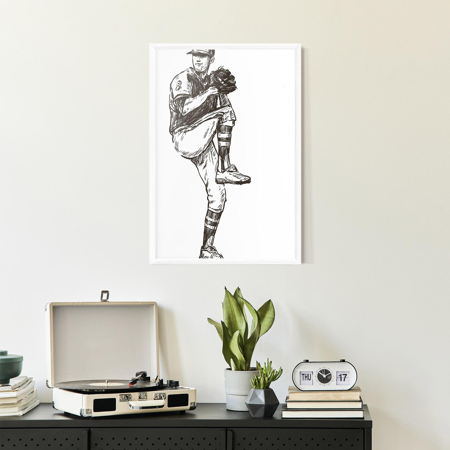 Poster Înrămat Baseball Player Line mockup 2