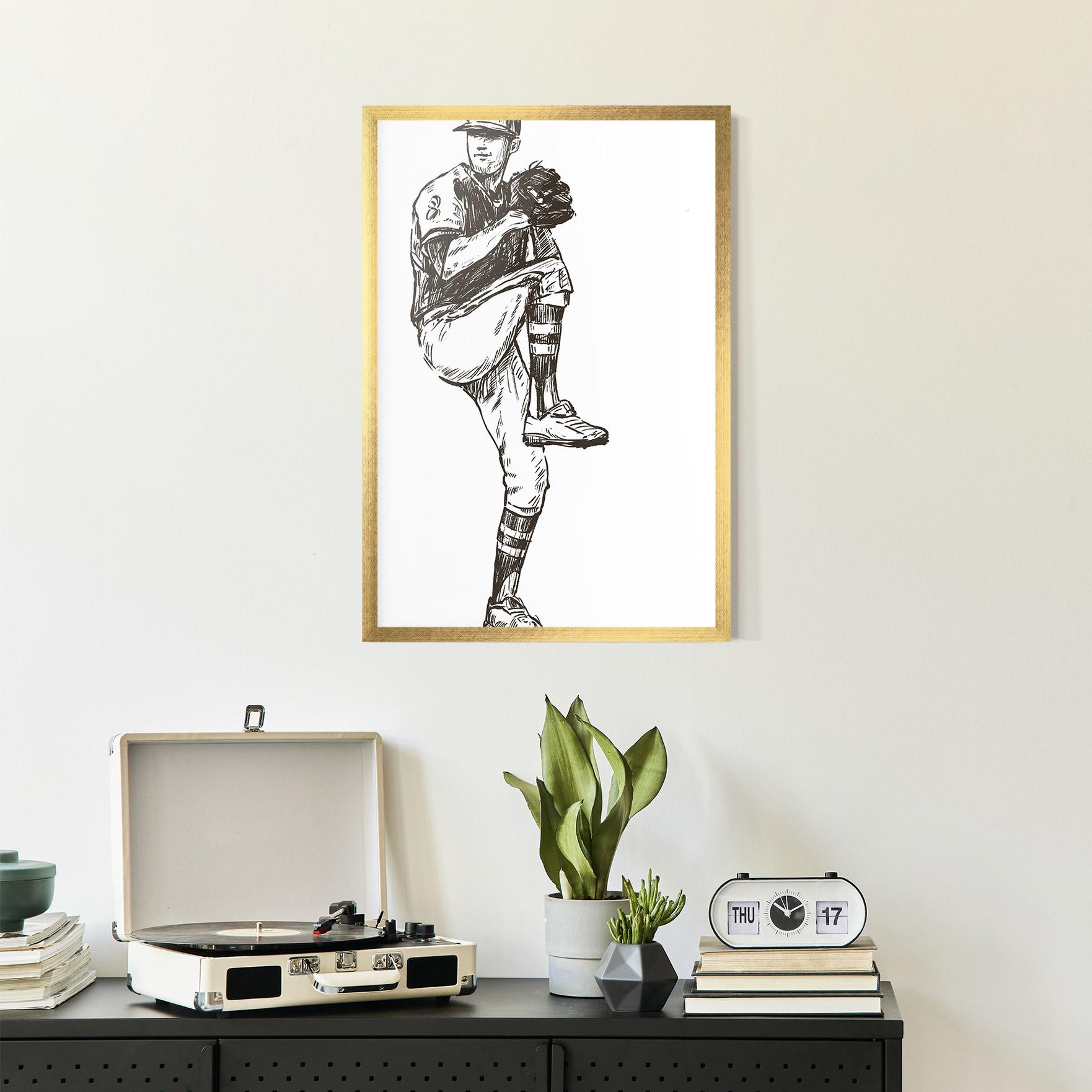 Poster Înrămat Baseball Player Line mockup 2