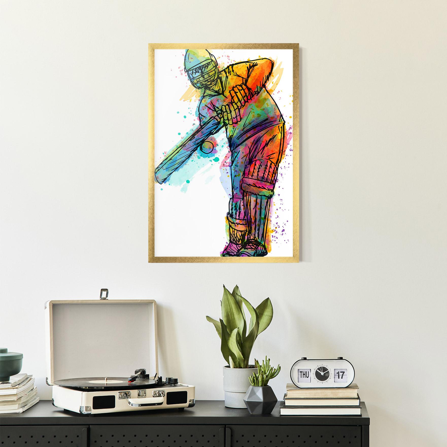 Poster Înrămat Colorful Baseball Player mockup 2