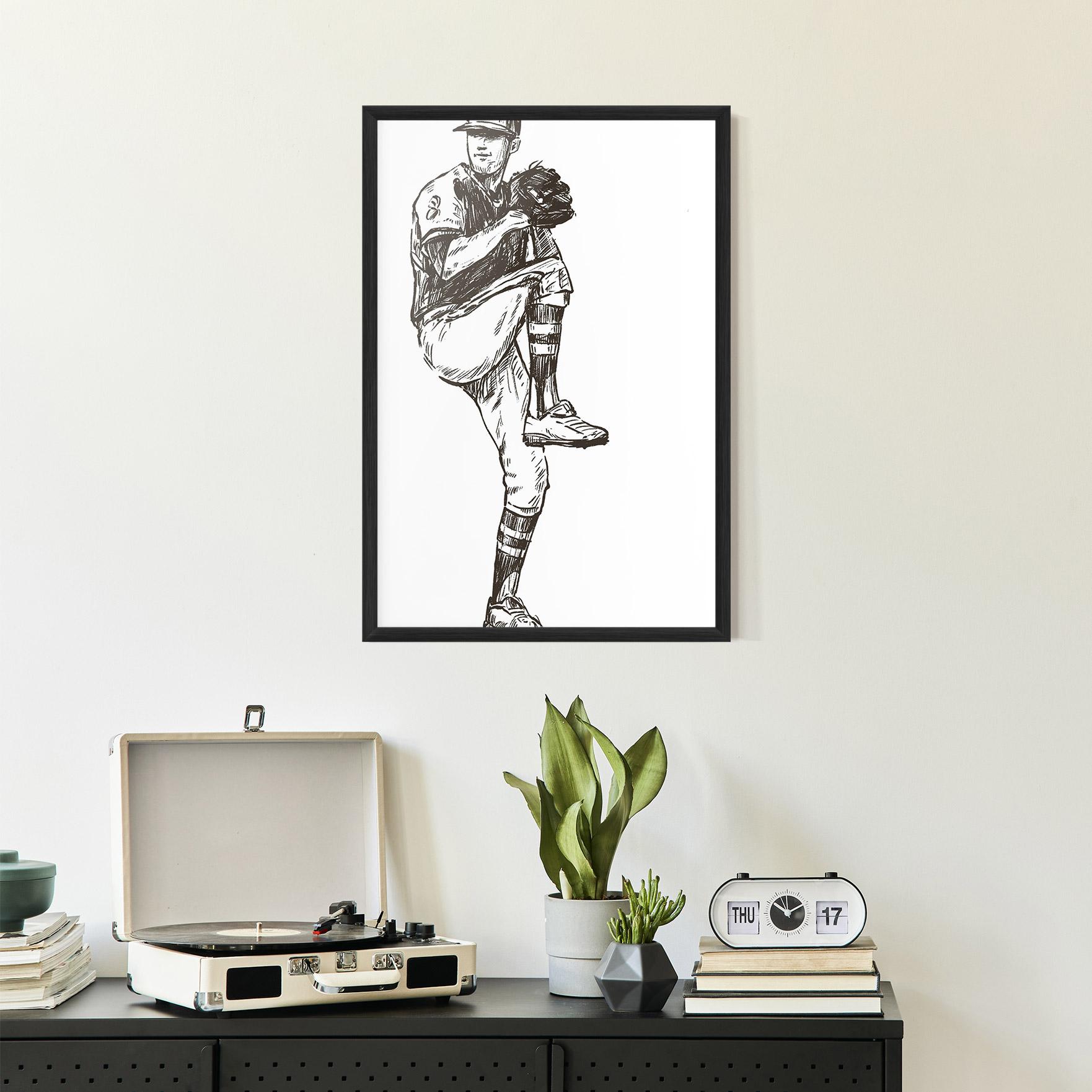 Poster Înrămat Baseball Player Line mockup 2