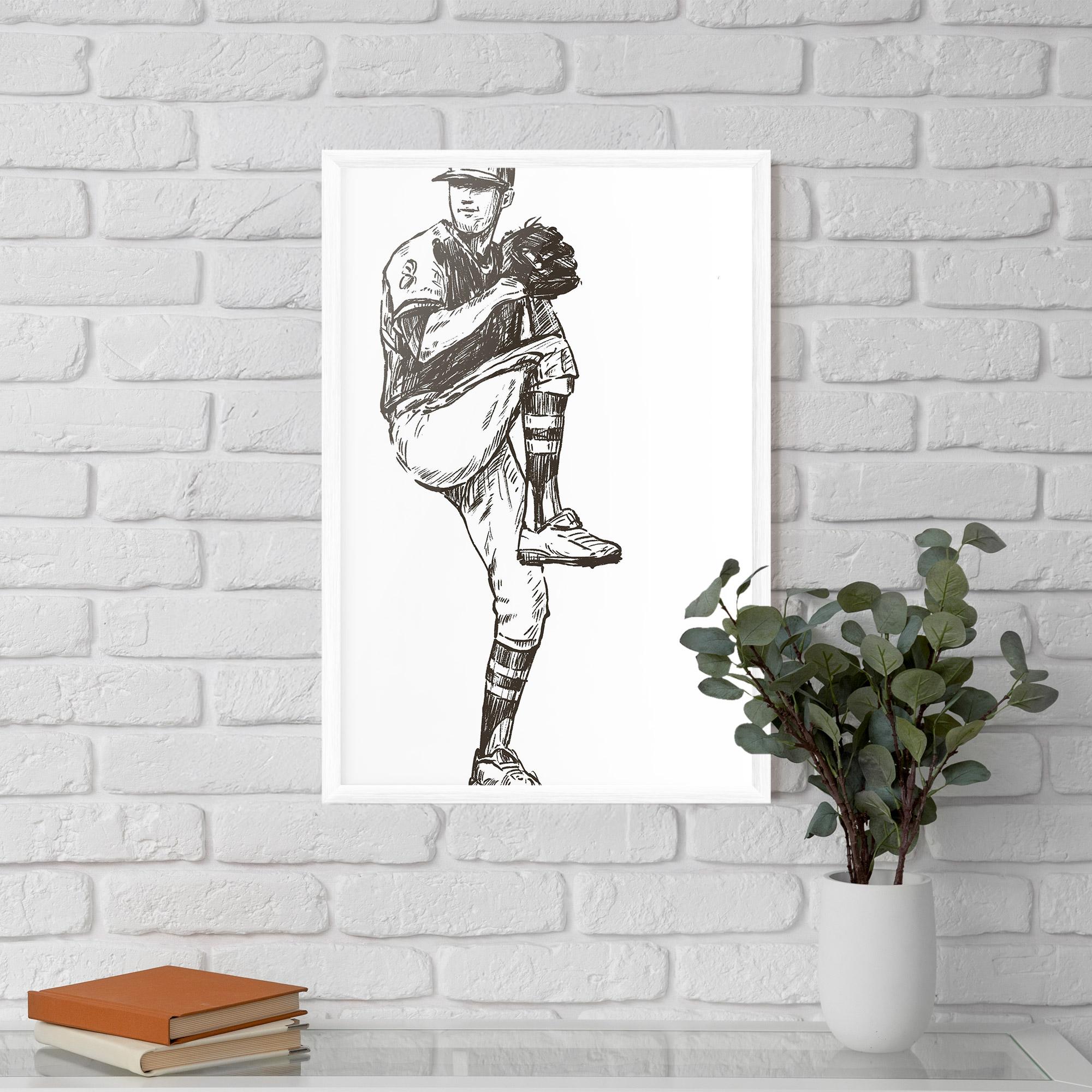 Poster Înrămat Baseball Player Line mockup 5