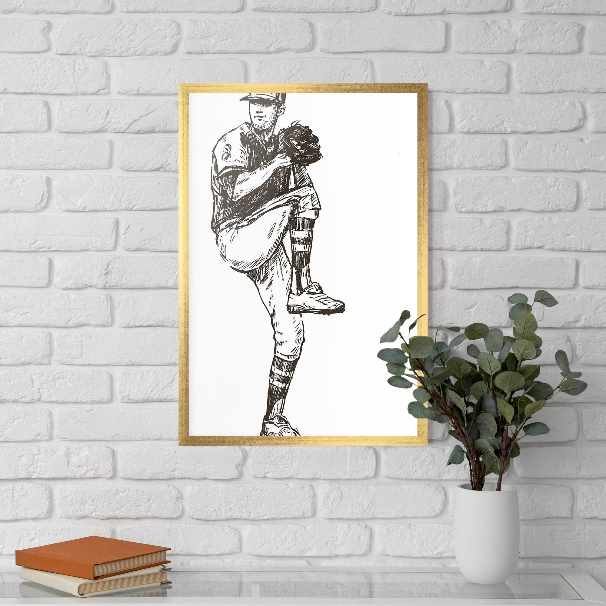 Poster Înrămat Baseball Player Line mockup 5