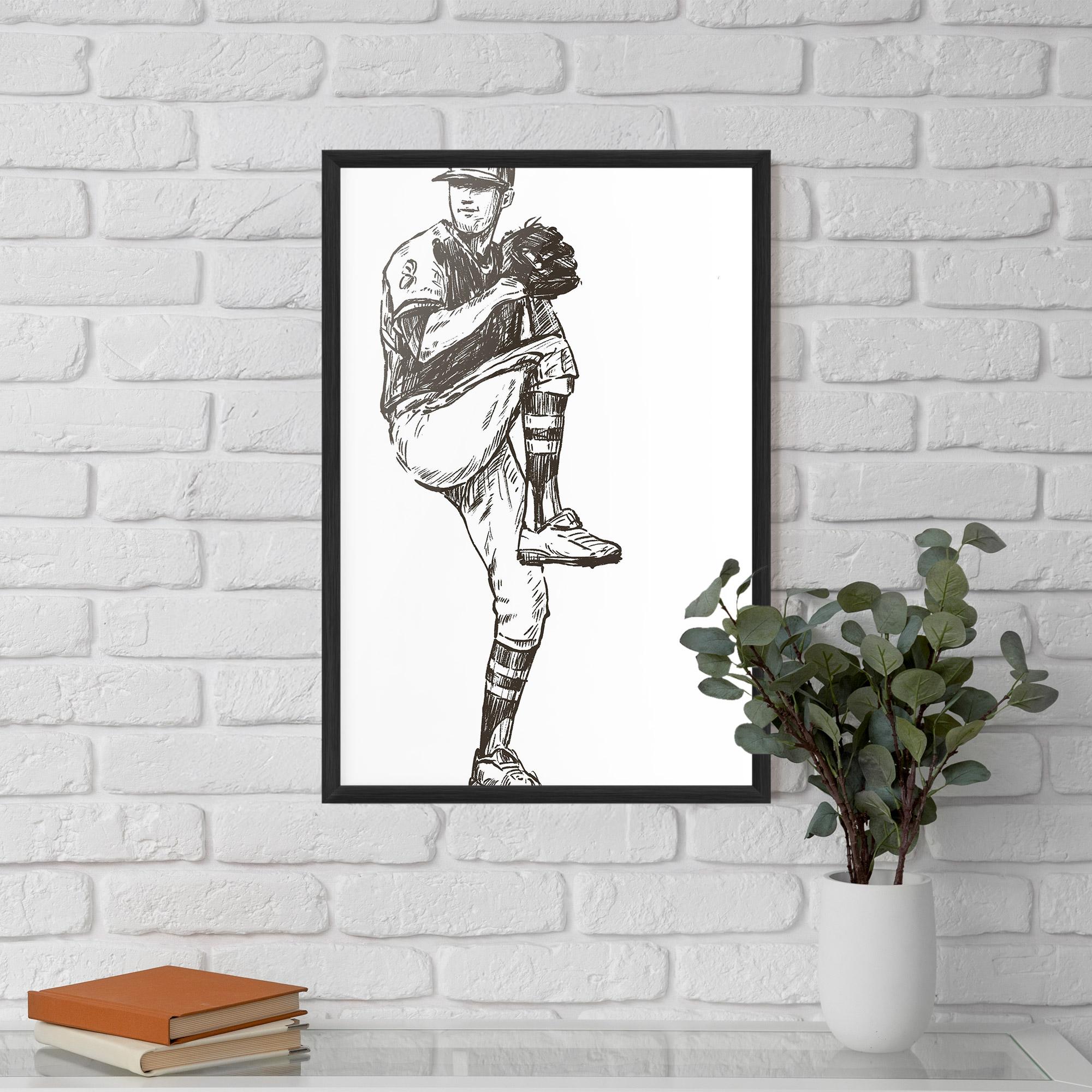 Poster Înrămat Baseball Player Line mockup 5