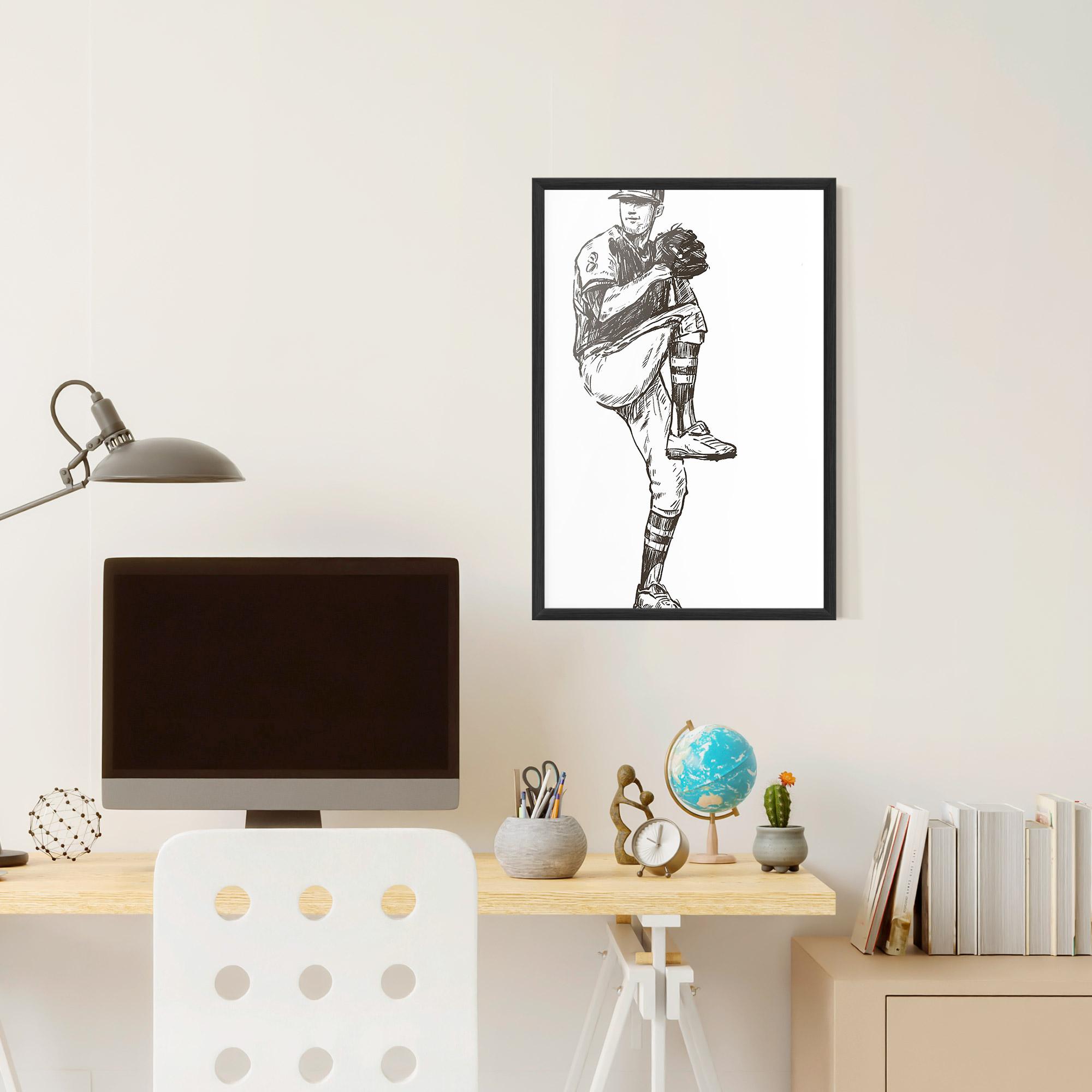 Poster Înrămat Baseball Player Line mockup 6