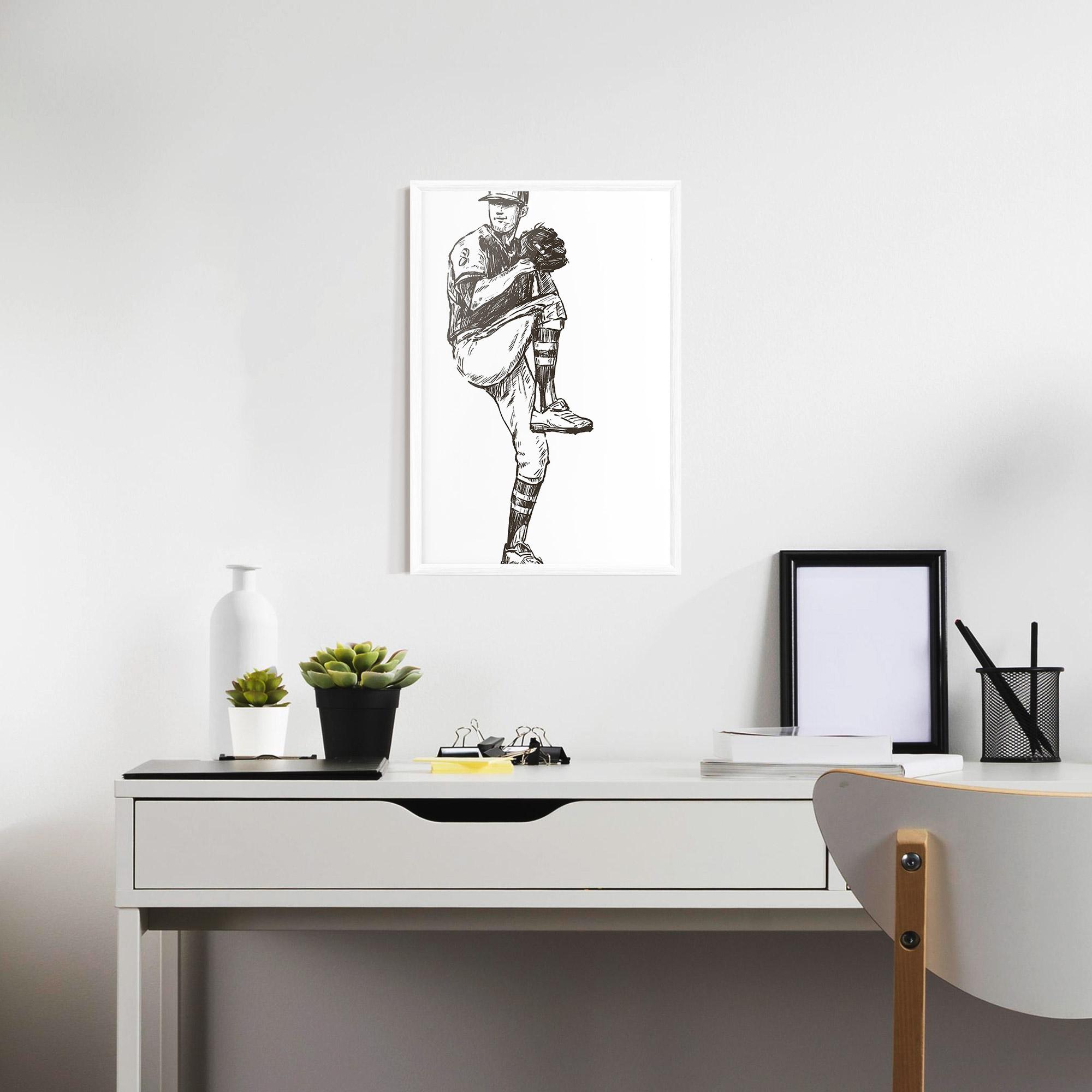 Poster Înrămat Baseball Player Line mockup 7