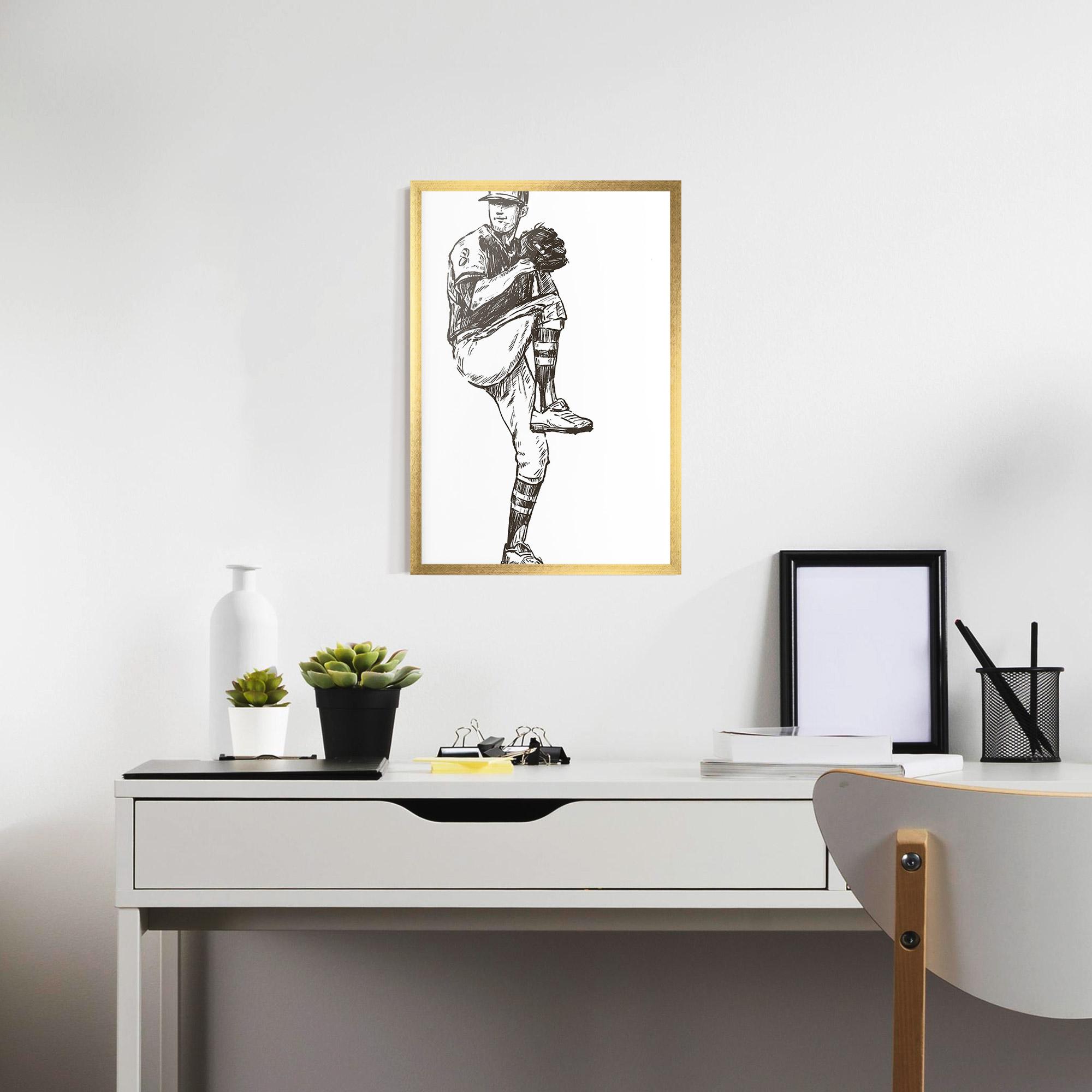 Poster Înrămat Baseball Player Line mockup 7