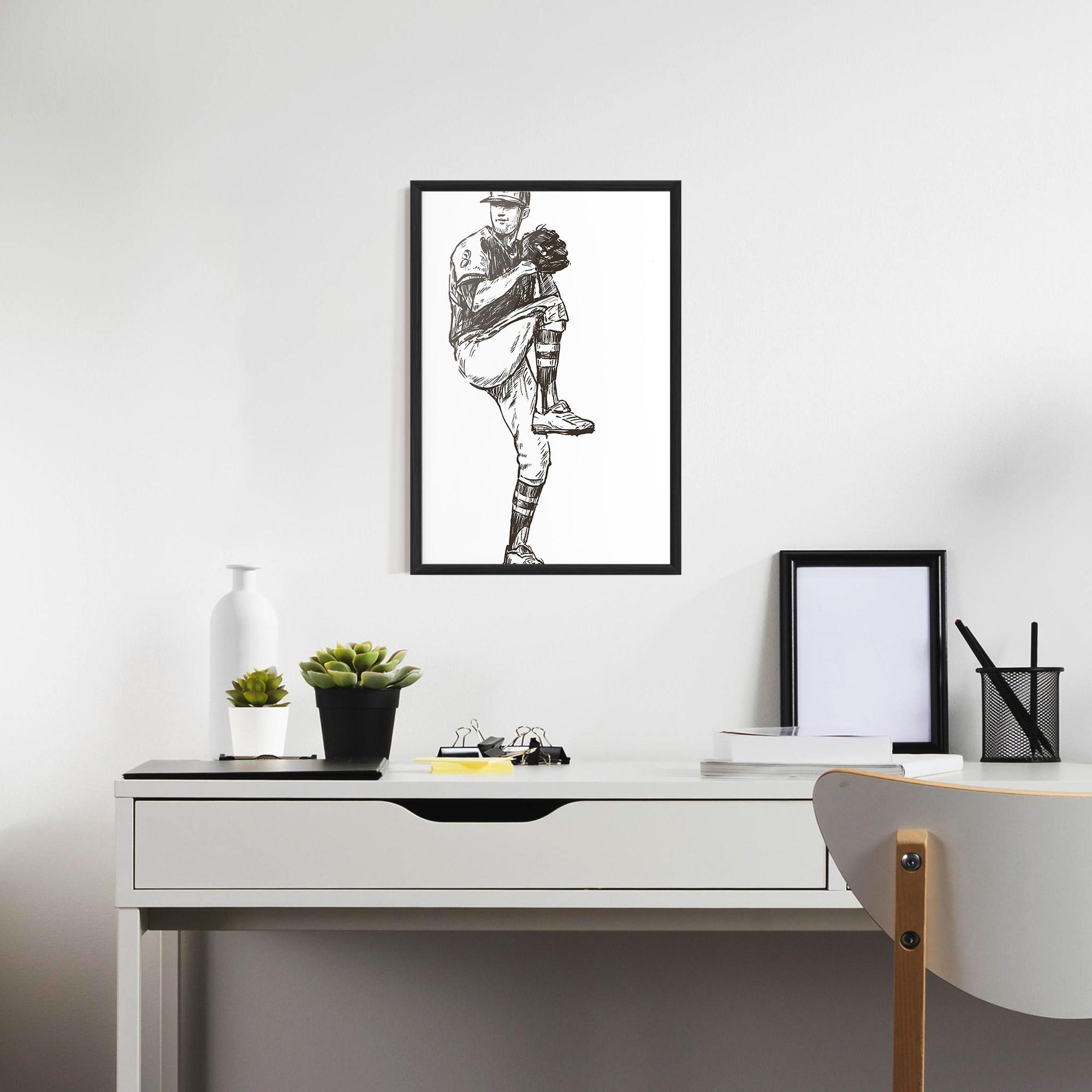 Poster Înrămat Baseball Player Line mockup 7