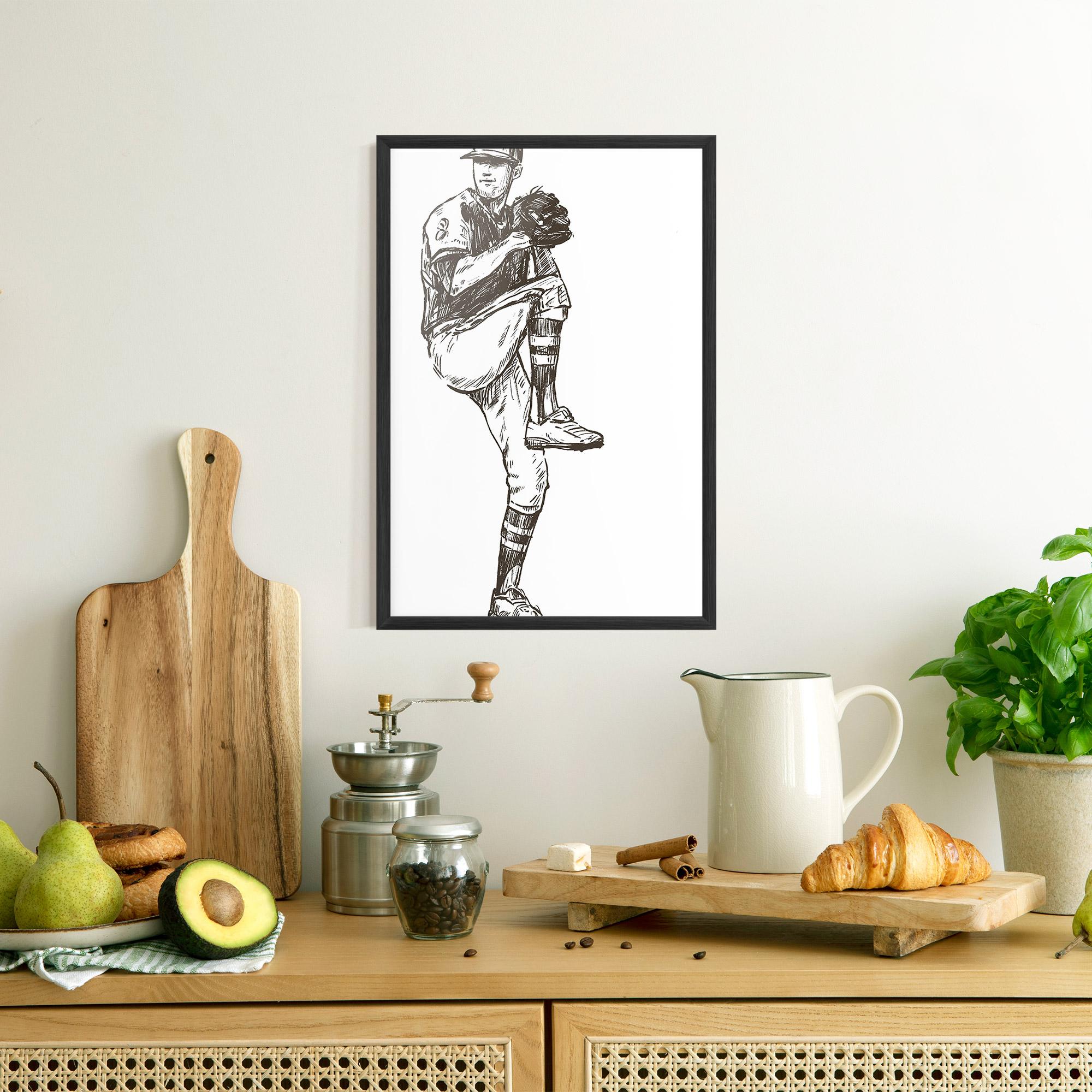 Poster Înrămat Baseball Player Line mockup 8