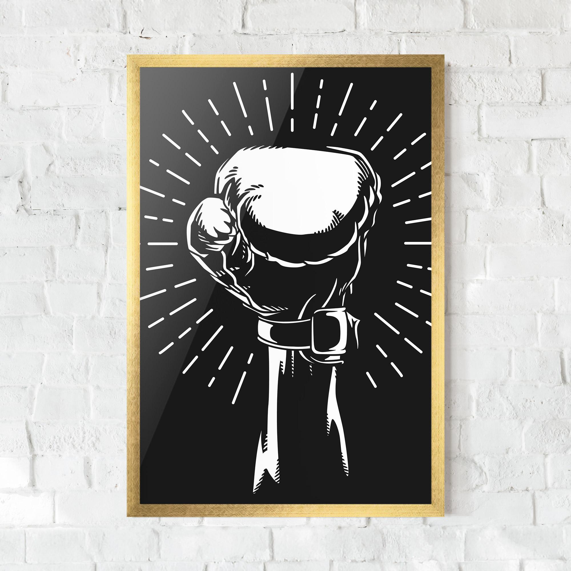 Poster Înrămat Grey Hand Boxing mockup 0