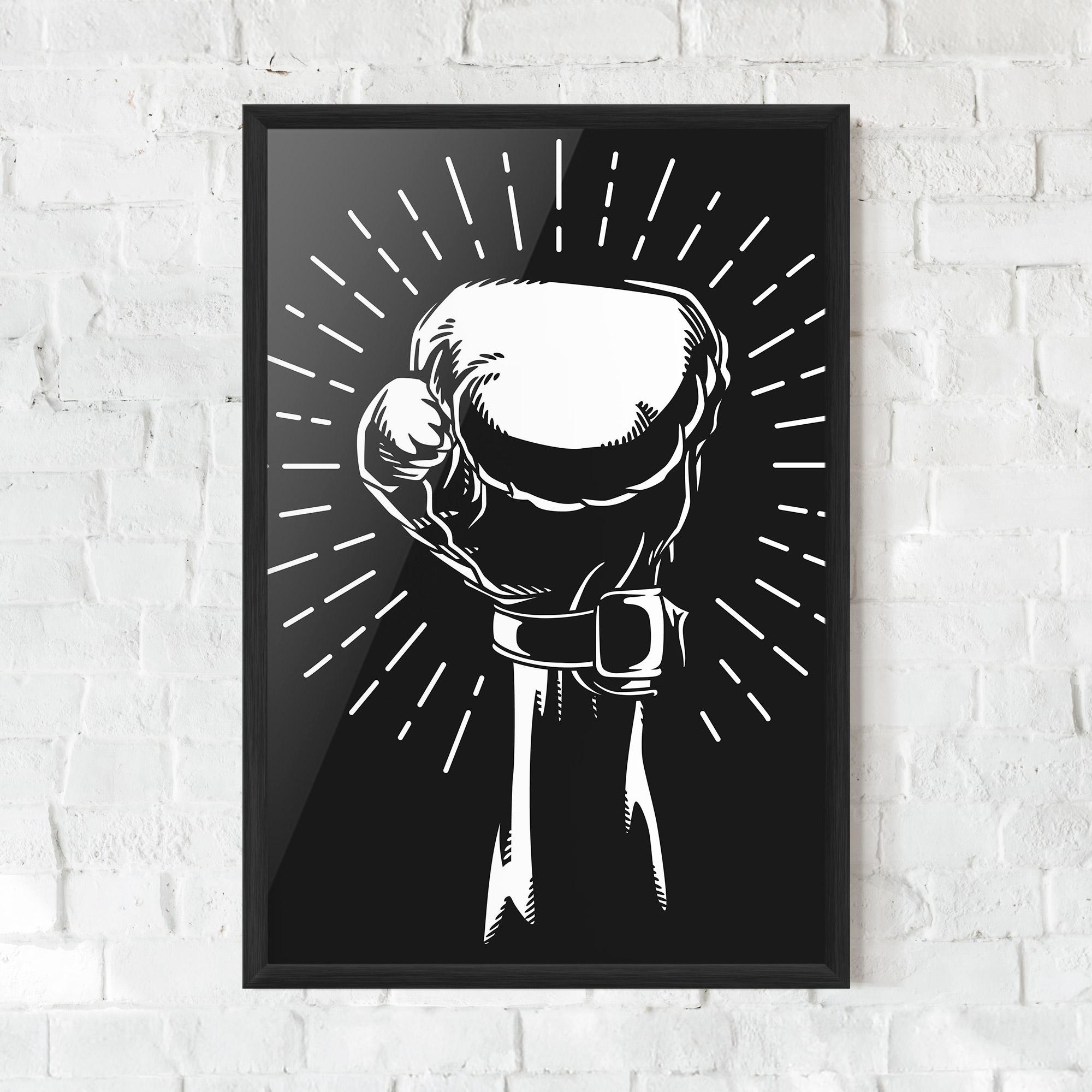 Poster Înrămat Grey Hand Boxing mockup 0