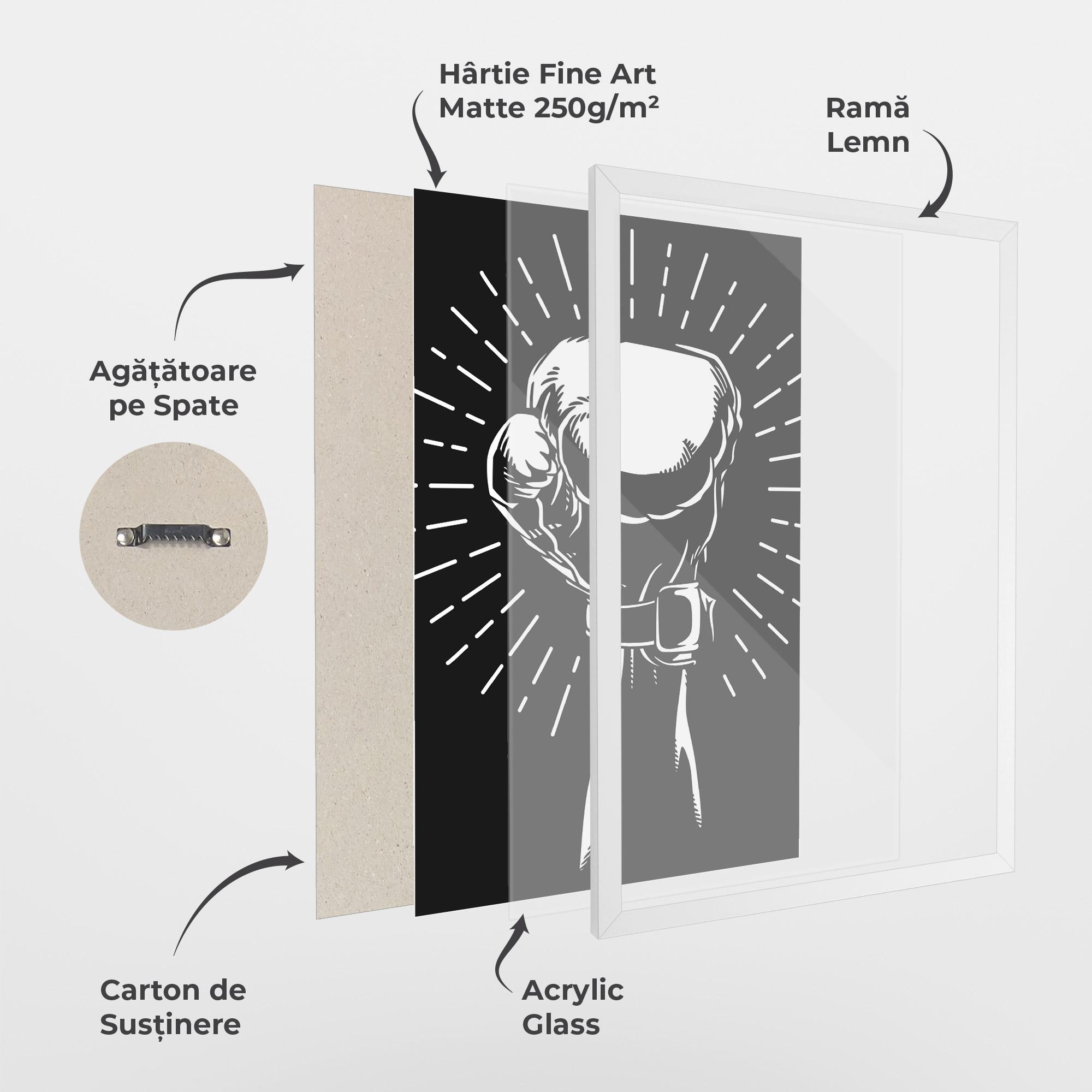 Poster Înrămat Grey Hand Boxing mockup 1