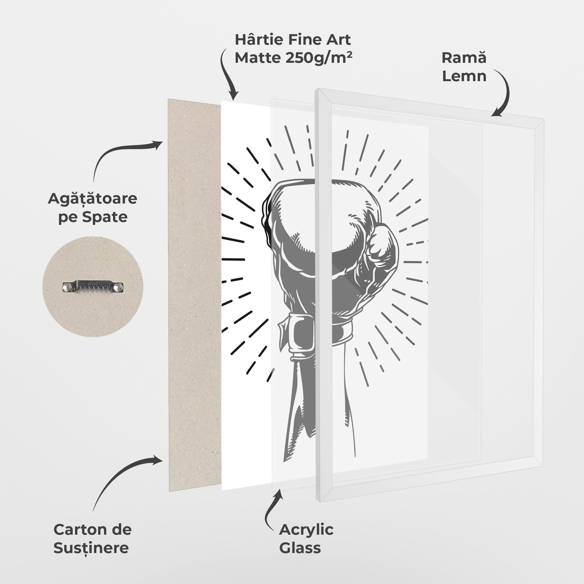 Poster Înrămat White Hand Boxing mockup 1