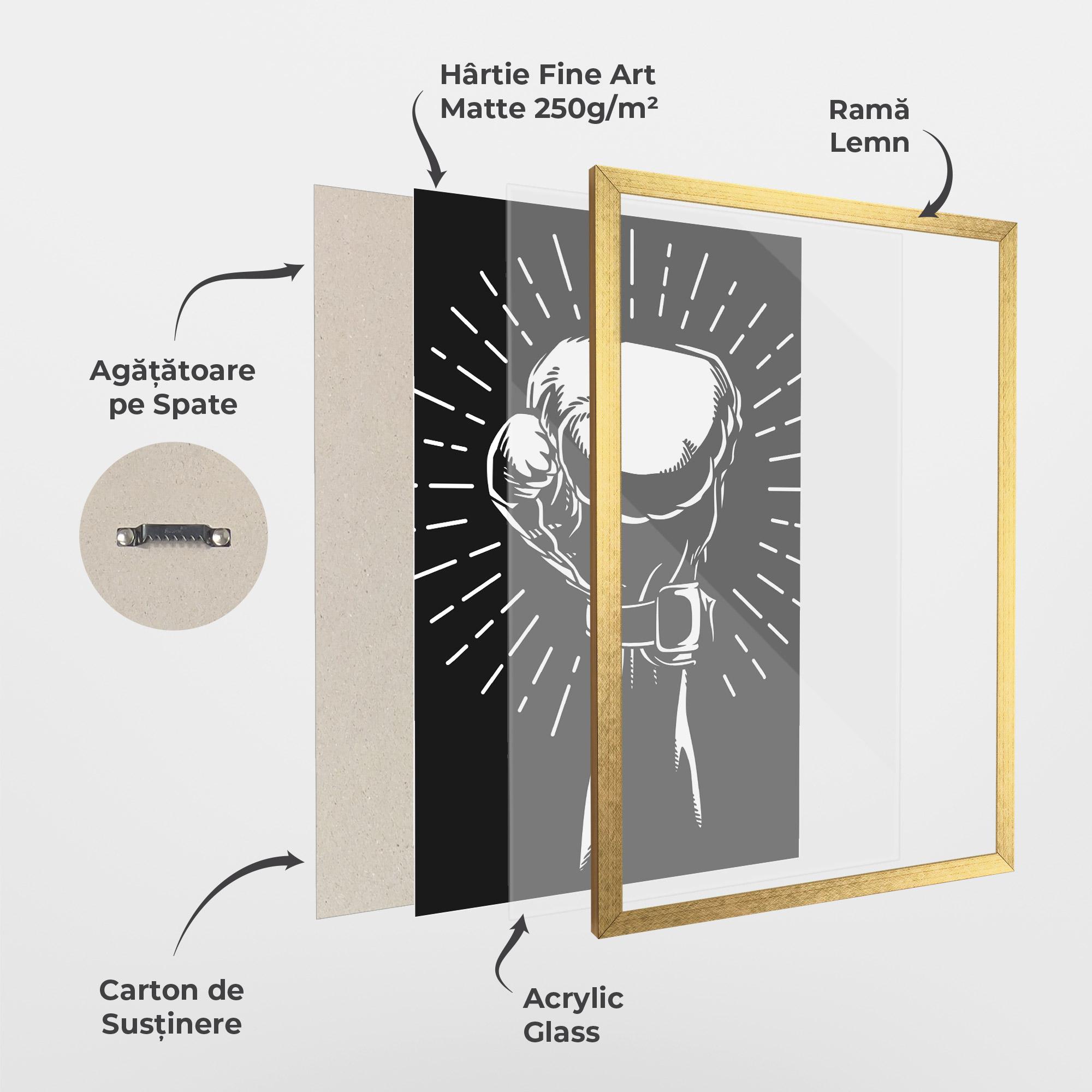 Poster Înrămat Grey Hand Boxing mockup 1