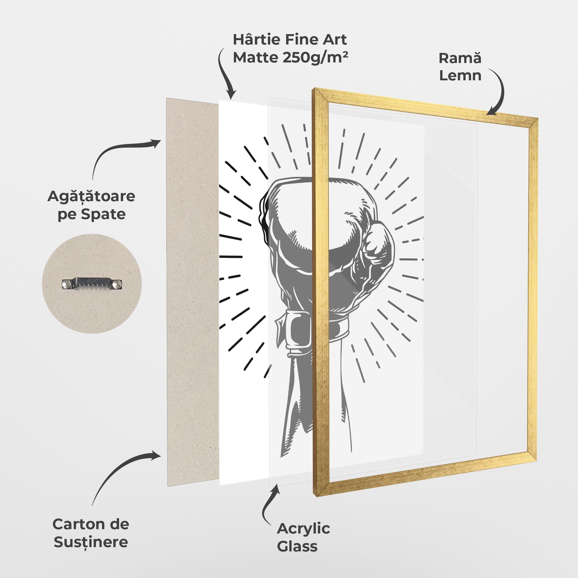 Poster Înrămat White Hand Boxing mockup 1