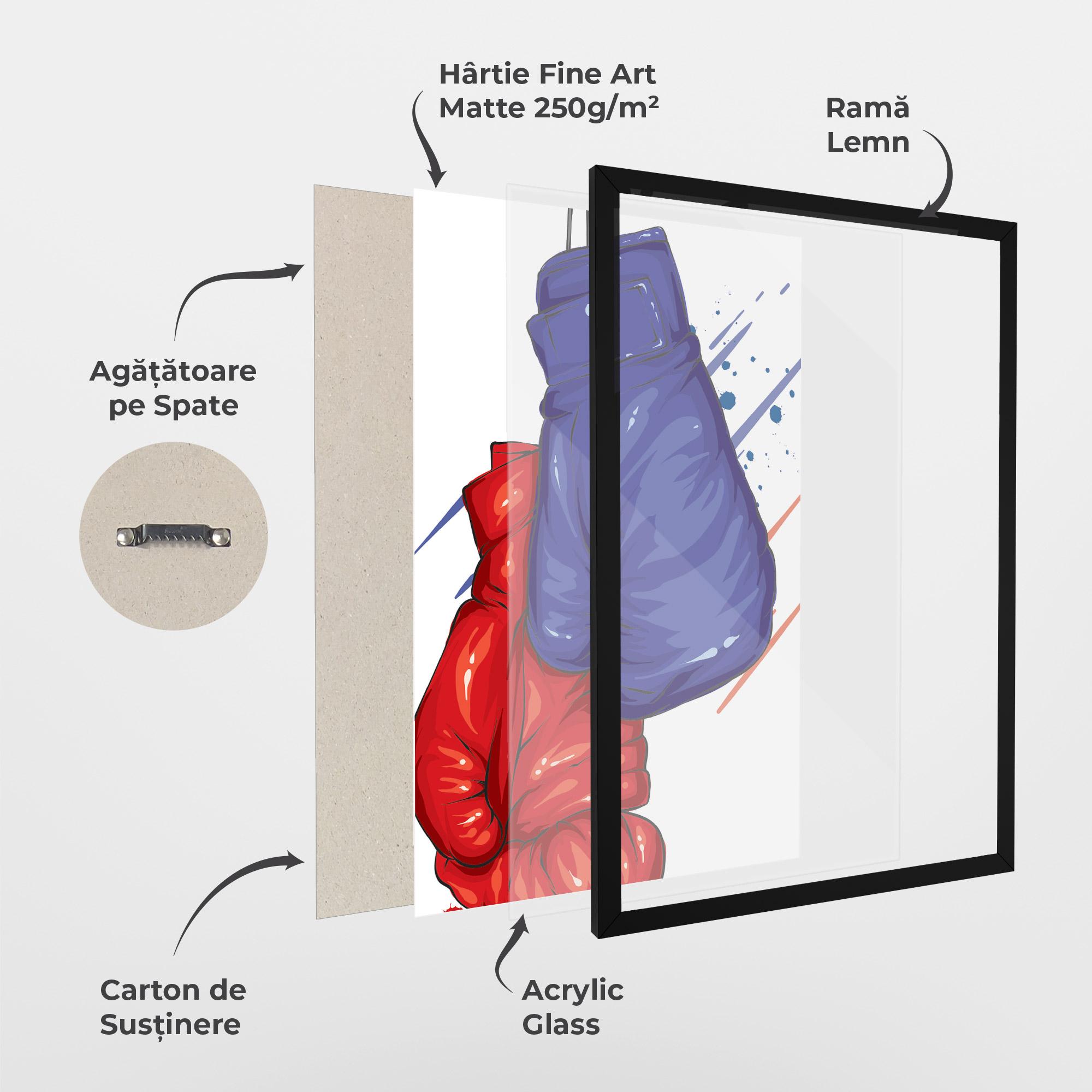Poster Înrămat Blue Red Gloves mockup 1
