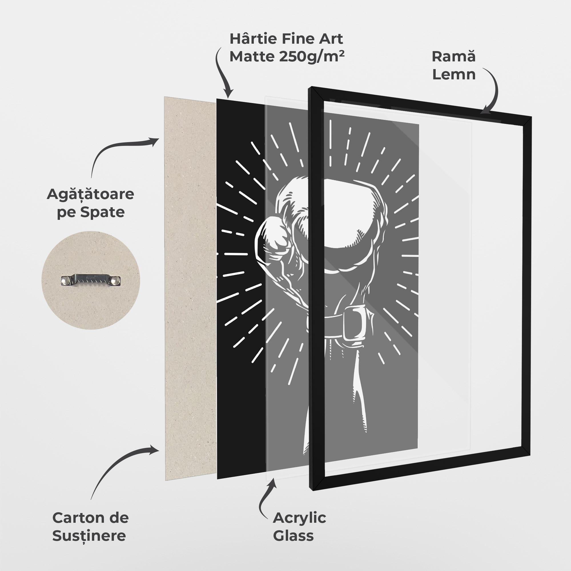 Poster Înrămat Grey Hand Boxing mockup 1