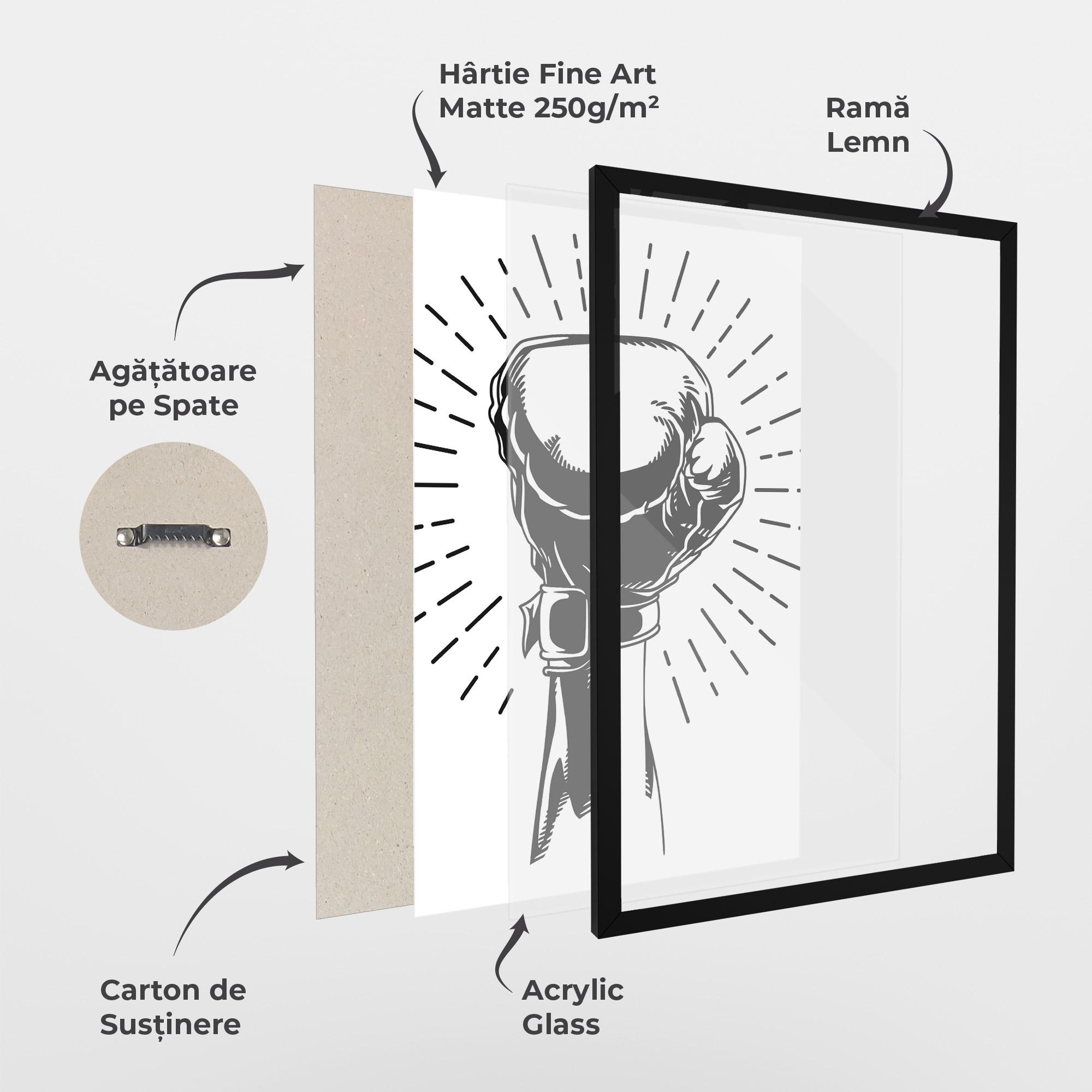 Poster Înrămat White Hand Boxing mockup 1