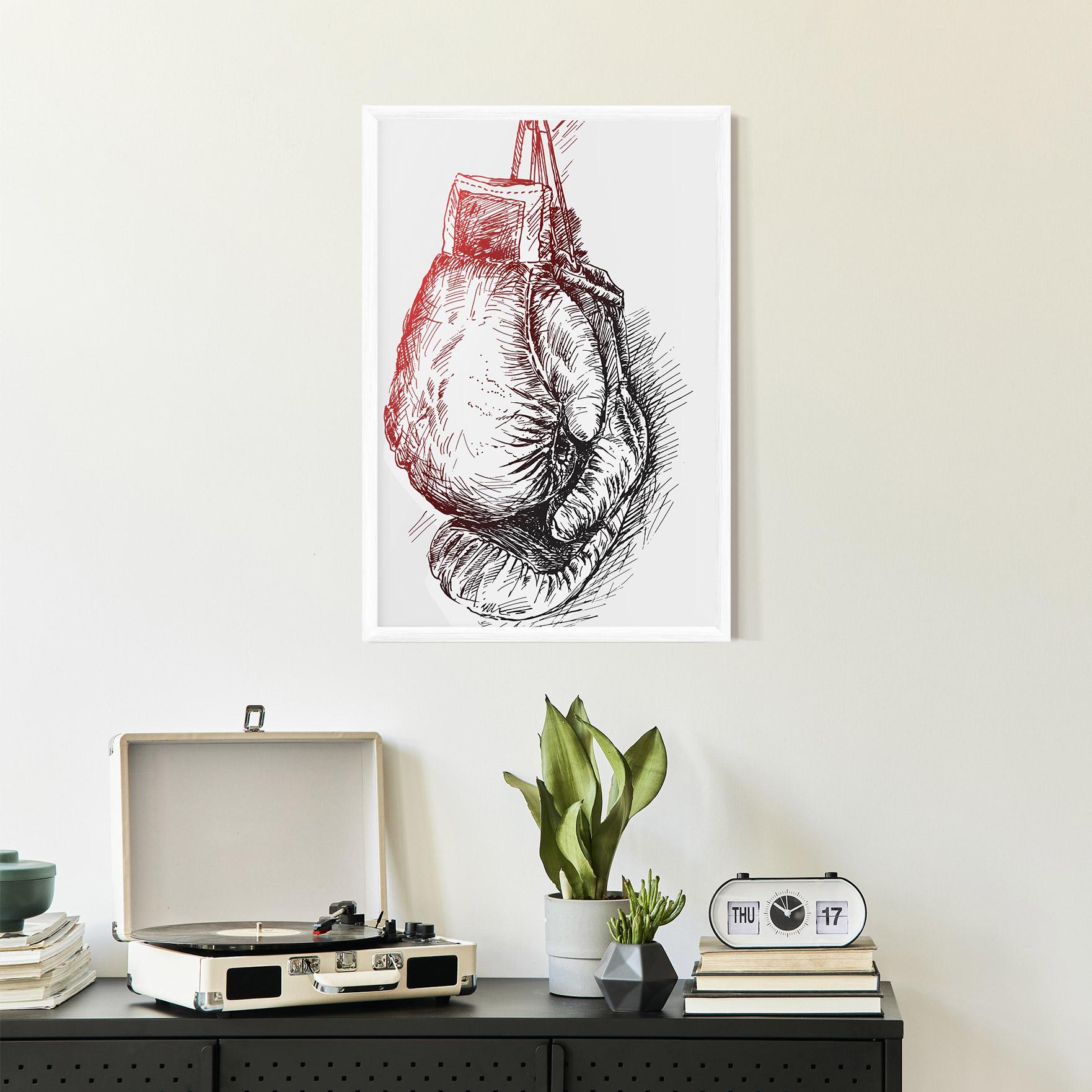 Poster Înrămat Old Boxing Gloves mockup 2