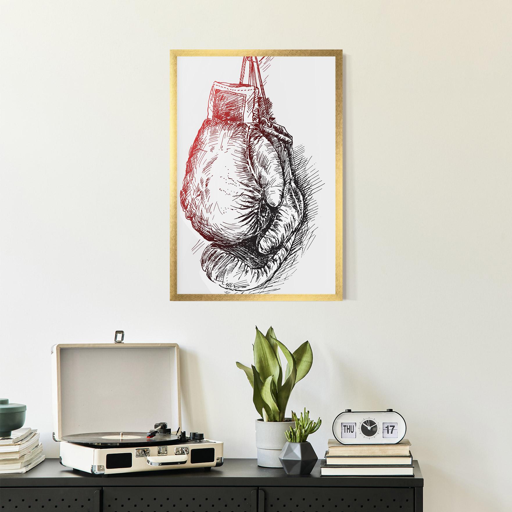 Poster Înrămat Old Boxing Gloves mockup 2