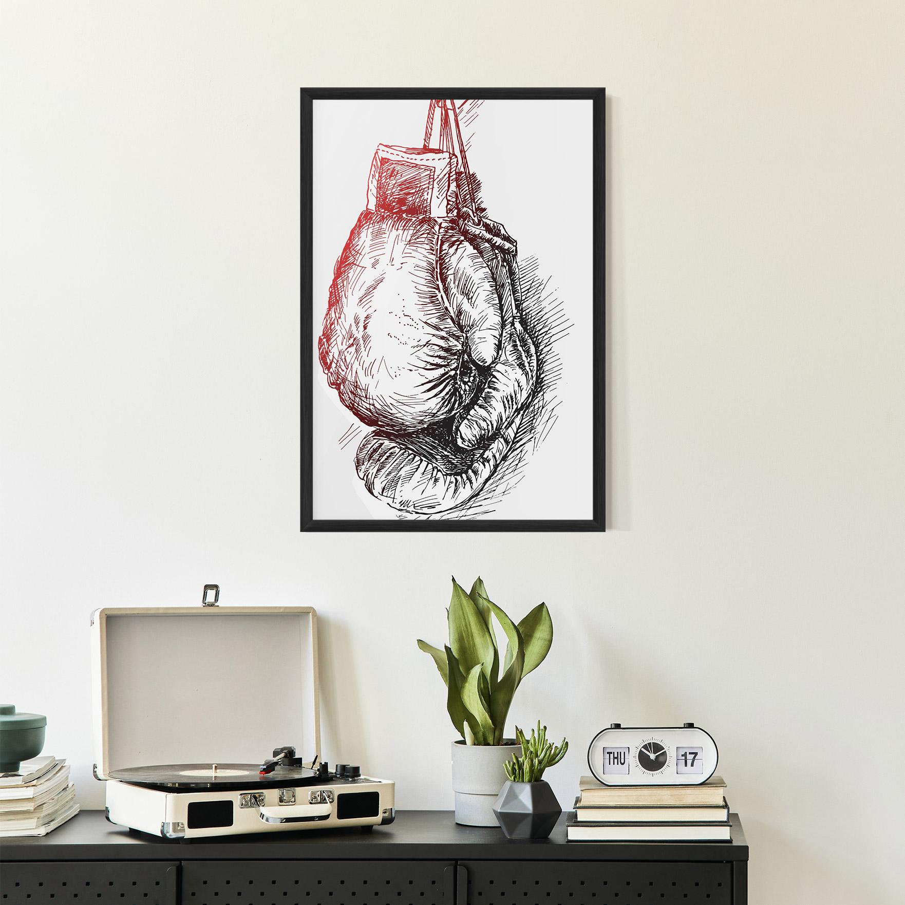Poster Înrămat Old Boxing Gloves mockup 2