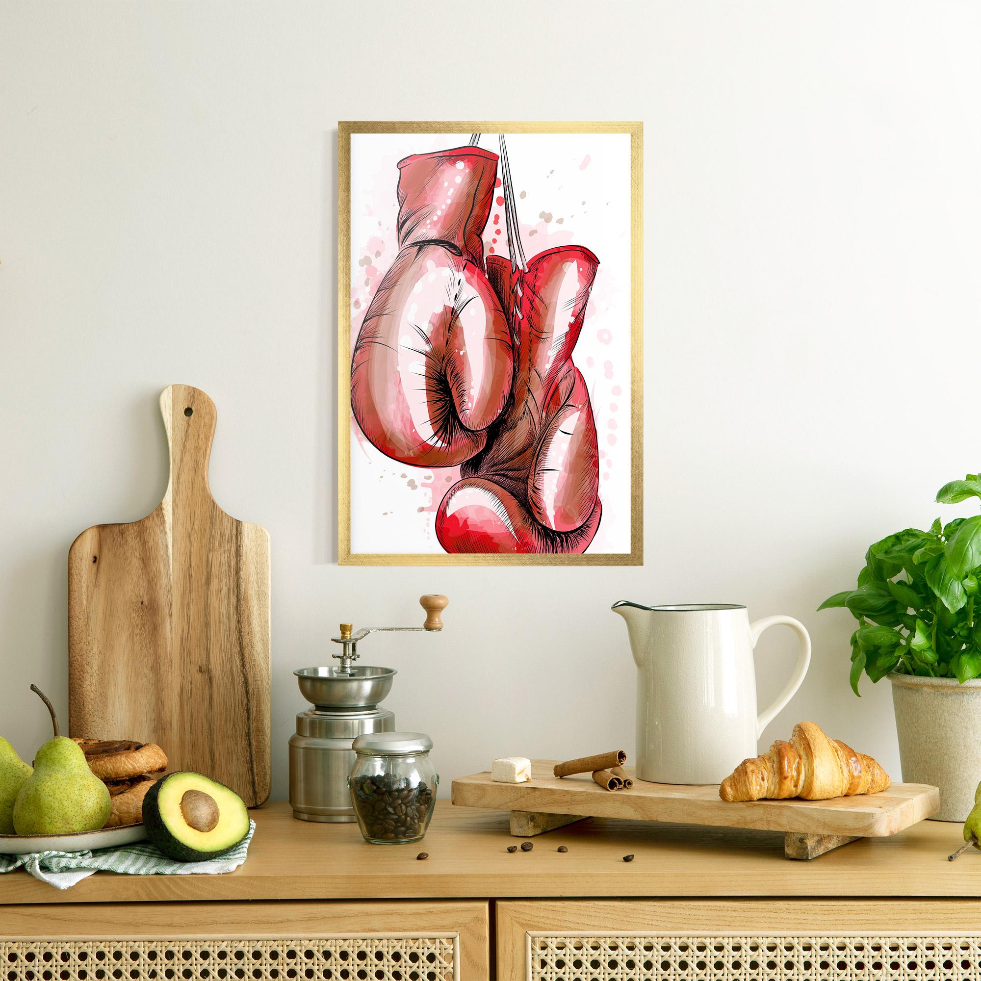 Poster Înrămat Red Painted Gloves mockup 8