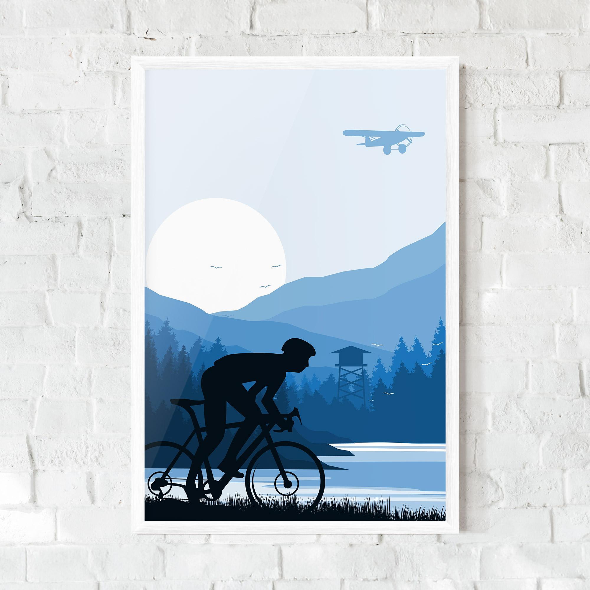 Poster Înrămat Blue Light Bike mockup 0
