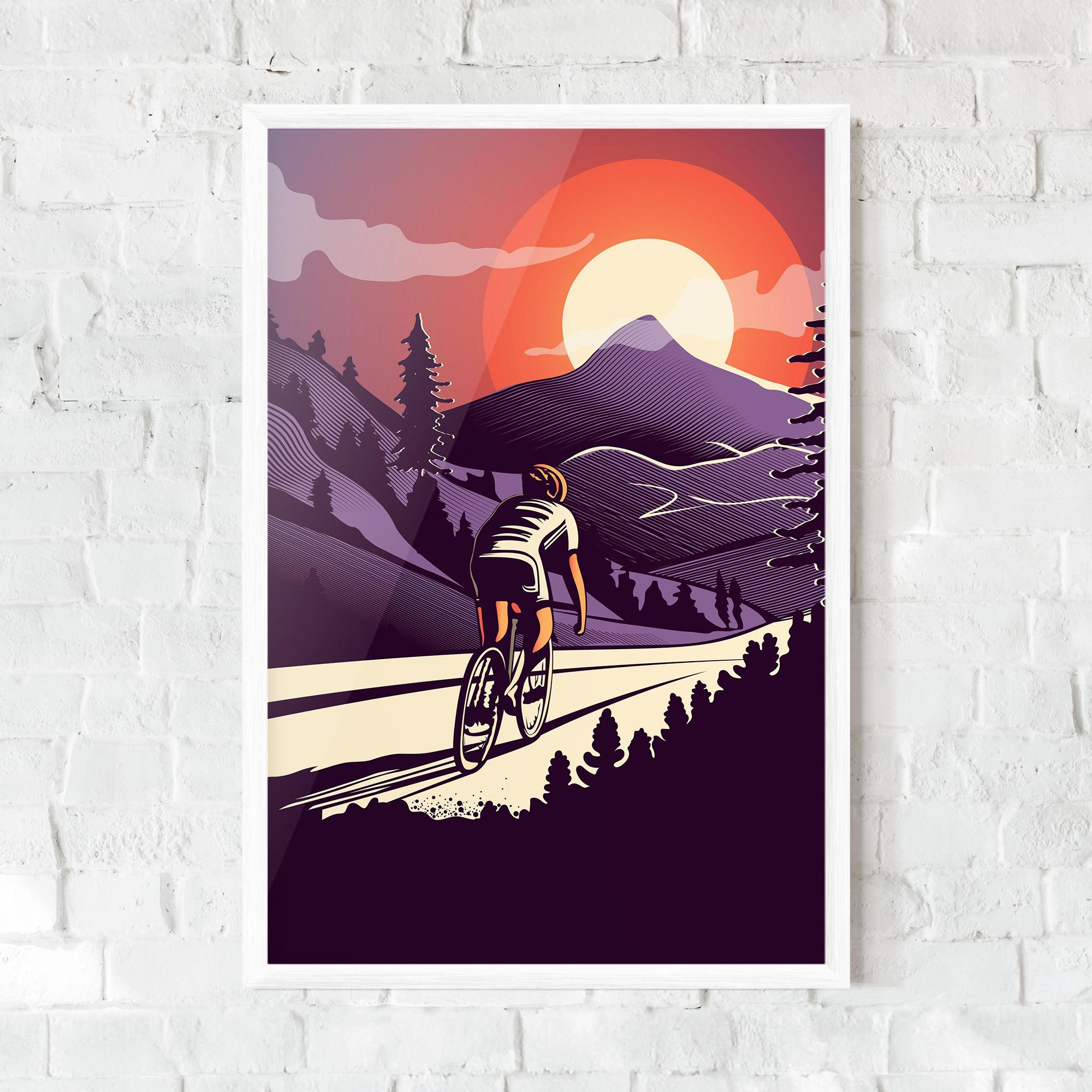 Poster Înrămat Cycling Sunset mockup 0