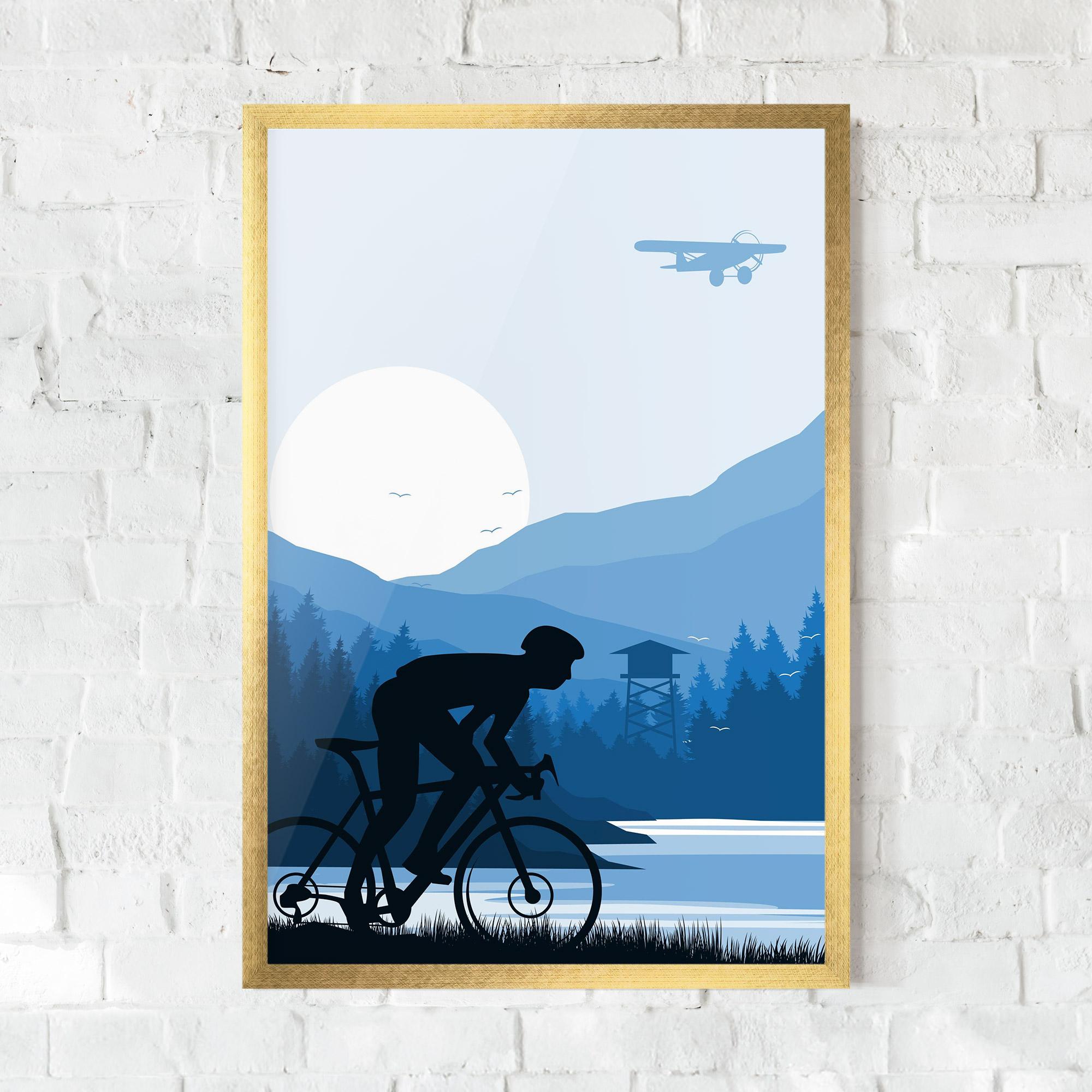 Poster Înrămat Blue Light Bike mockup 0