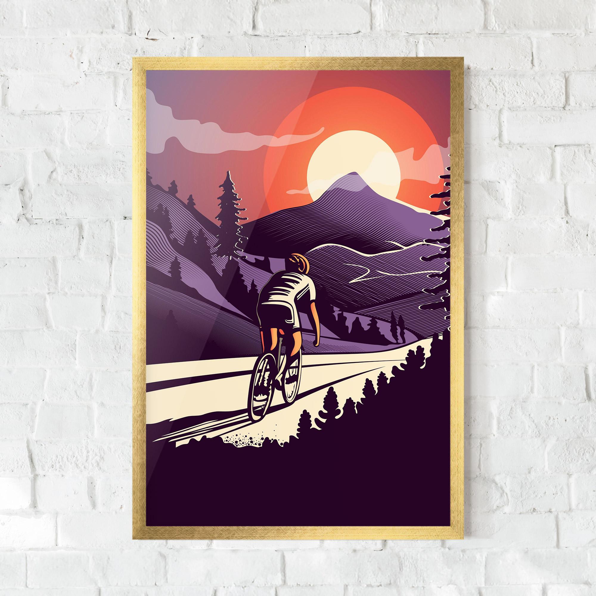 Poster Înrămat Cycling Sunset mockup 0