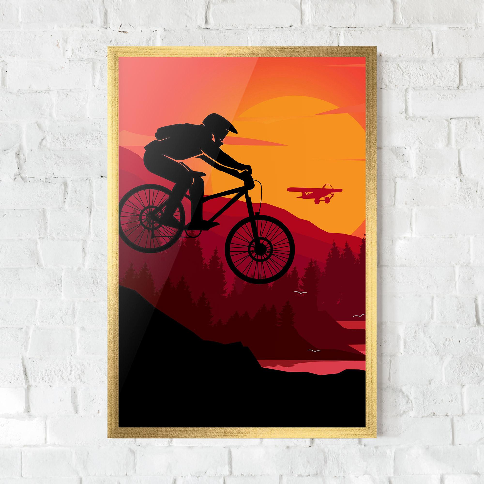 Poster Înrămat Mountain Bike Sunset mockup 0
