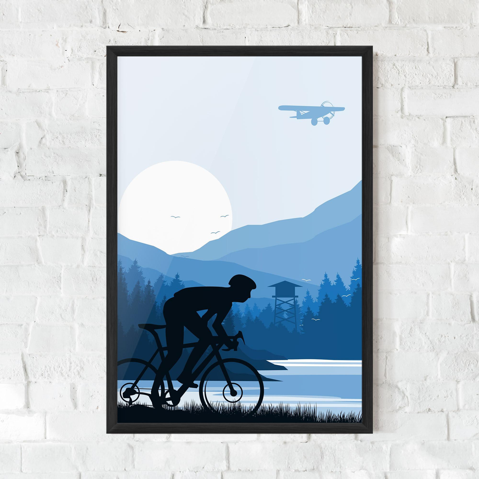 Poster Înrămat Blue Light Bike mockup 0