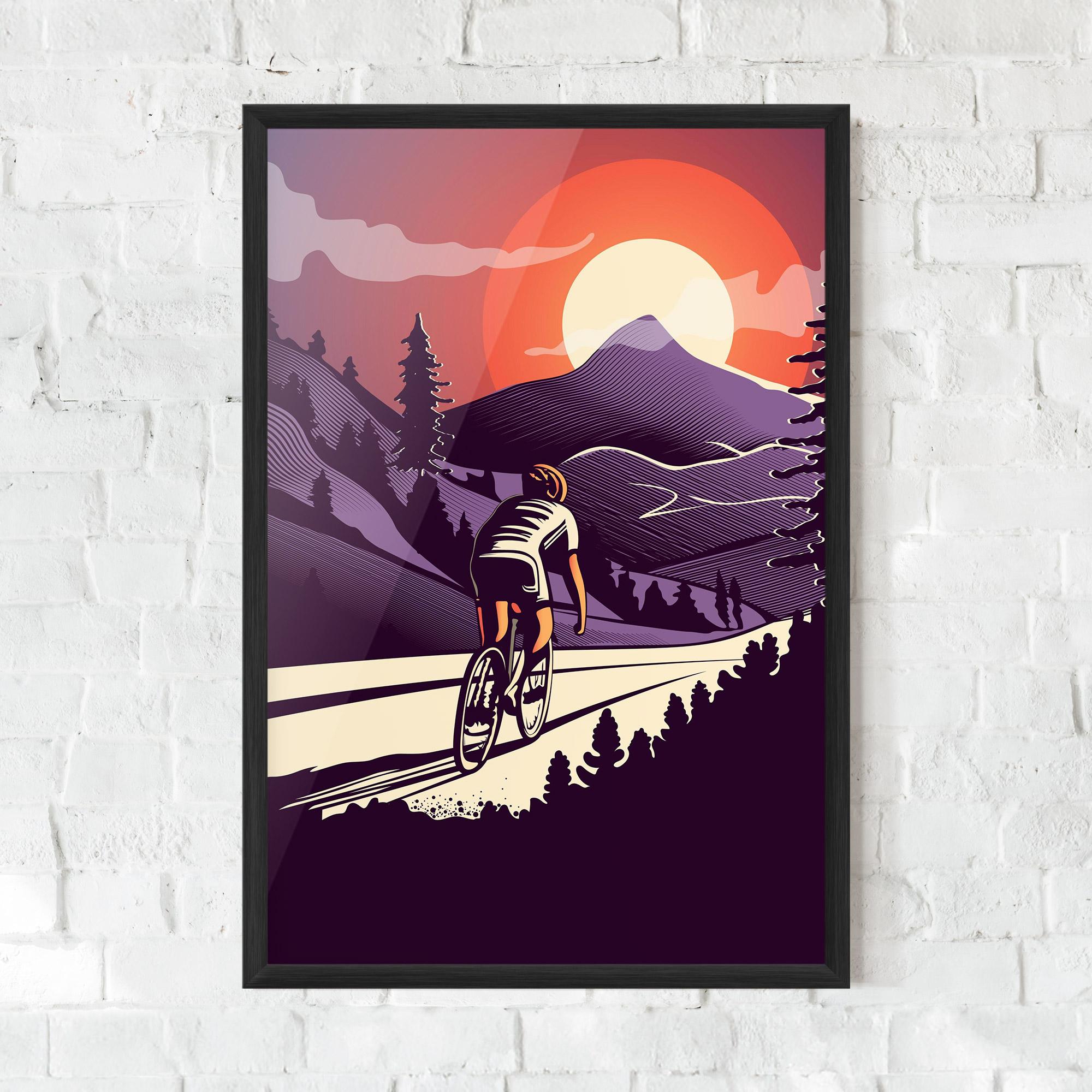 Poster Înrămat Cycling Sunset mockup 0